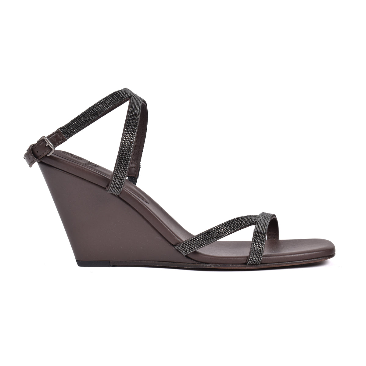 BRUNELLO CUCINELLI WOMEN'S DARK BROWN LEATHER SANDALS