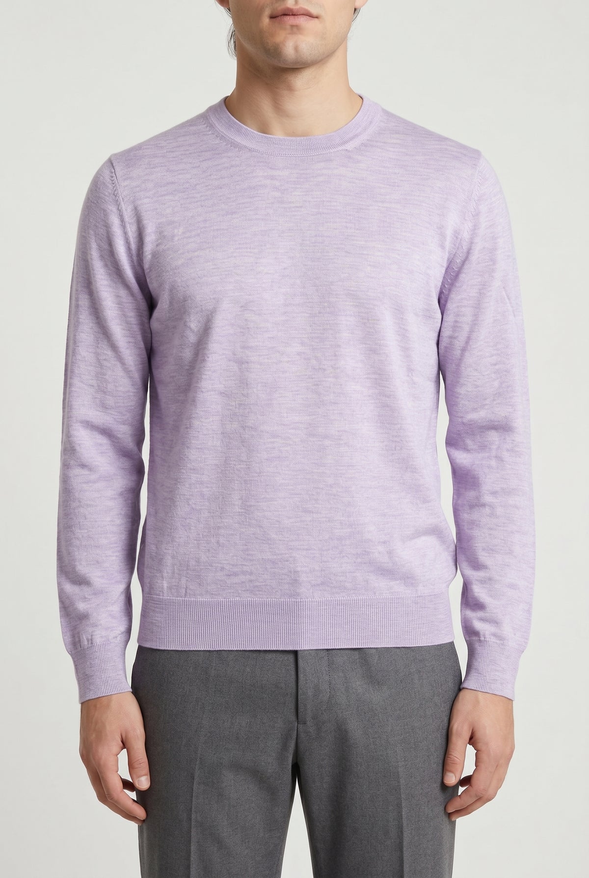 BRUNELLO CUCINELLI MEN'S LAVENDER CASHMERE CREWNECK SWEATER