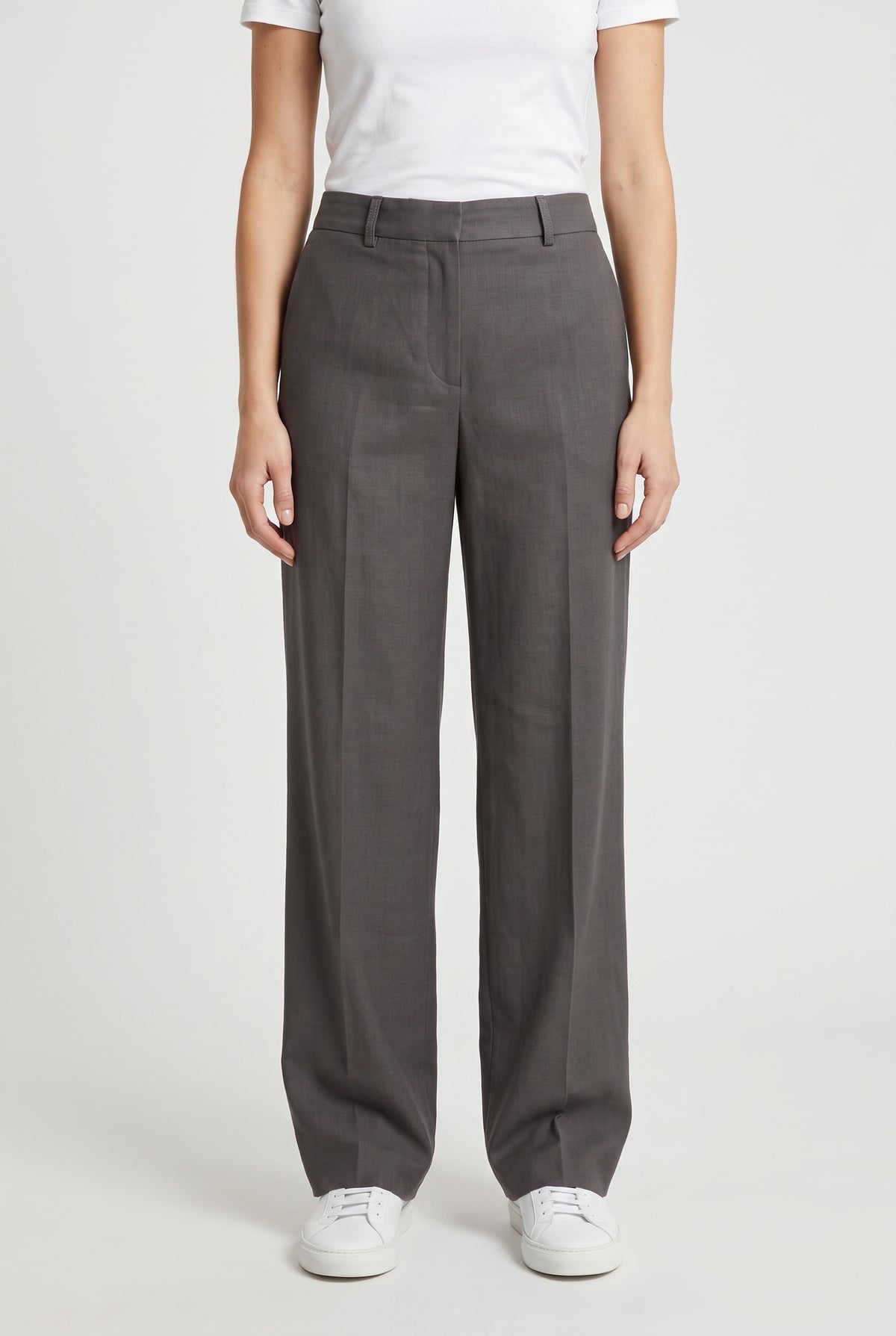 BRUNELLO CUCINELLI WOMEN'S DARK GREY RELAXED TROUSERS