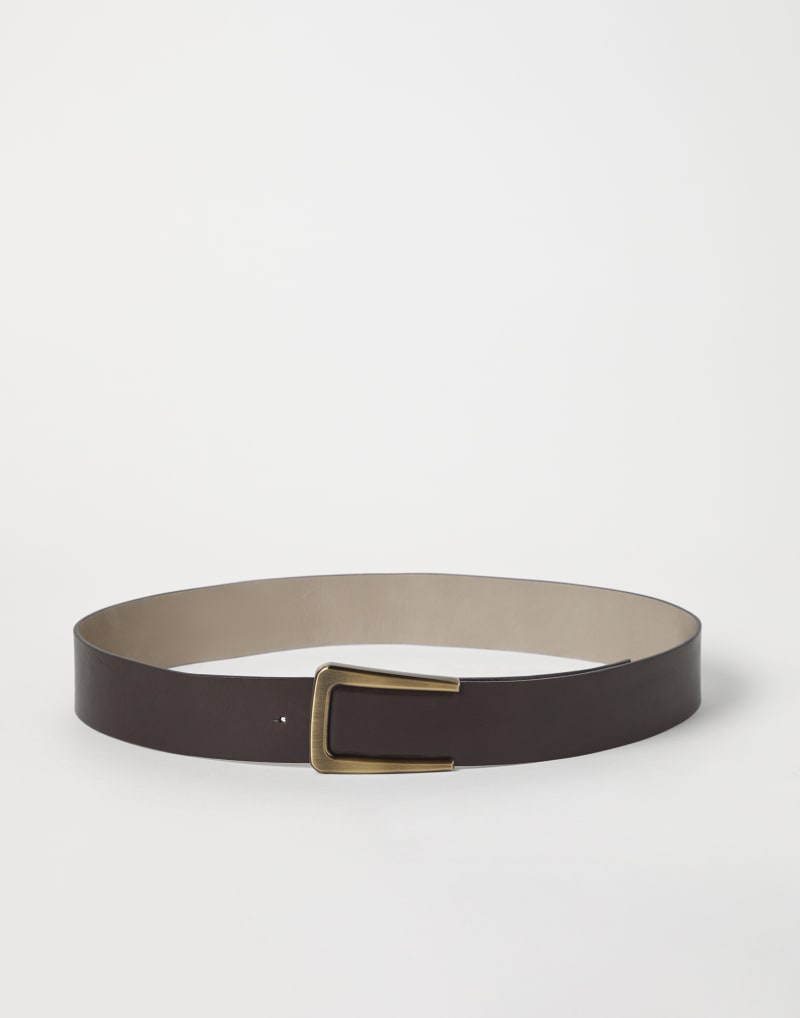 BRUNELLO CUCINELLI WOMEN'S DARK BROWN LEATHER BELT