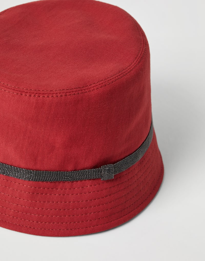 BRUNELLO CUCINELLI WOMEN'S RED LINEN BLEND BUCKET HAT