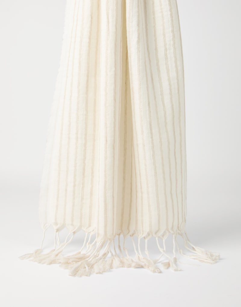 BRUNELLO CUCINELLI WOMEN'S OFF WHITE WOOL LINEN SCARF