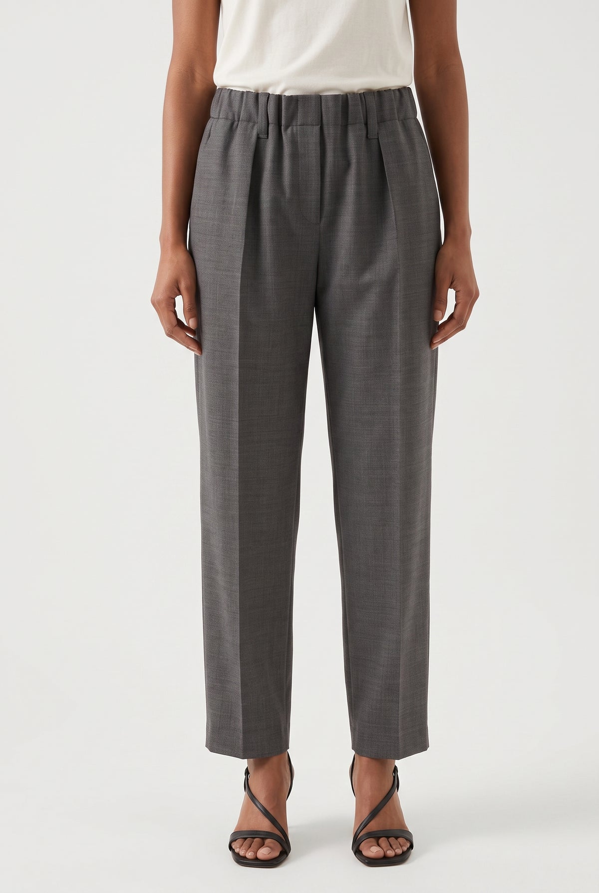 BRUNELLO CUCINELLI WOMEN'S GREY WOOL RELAXED TROUSERS