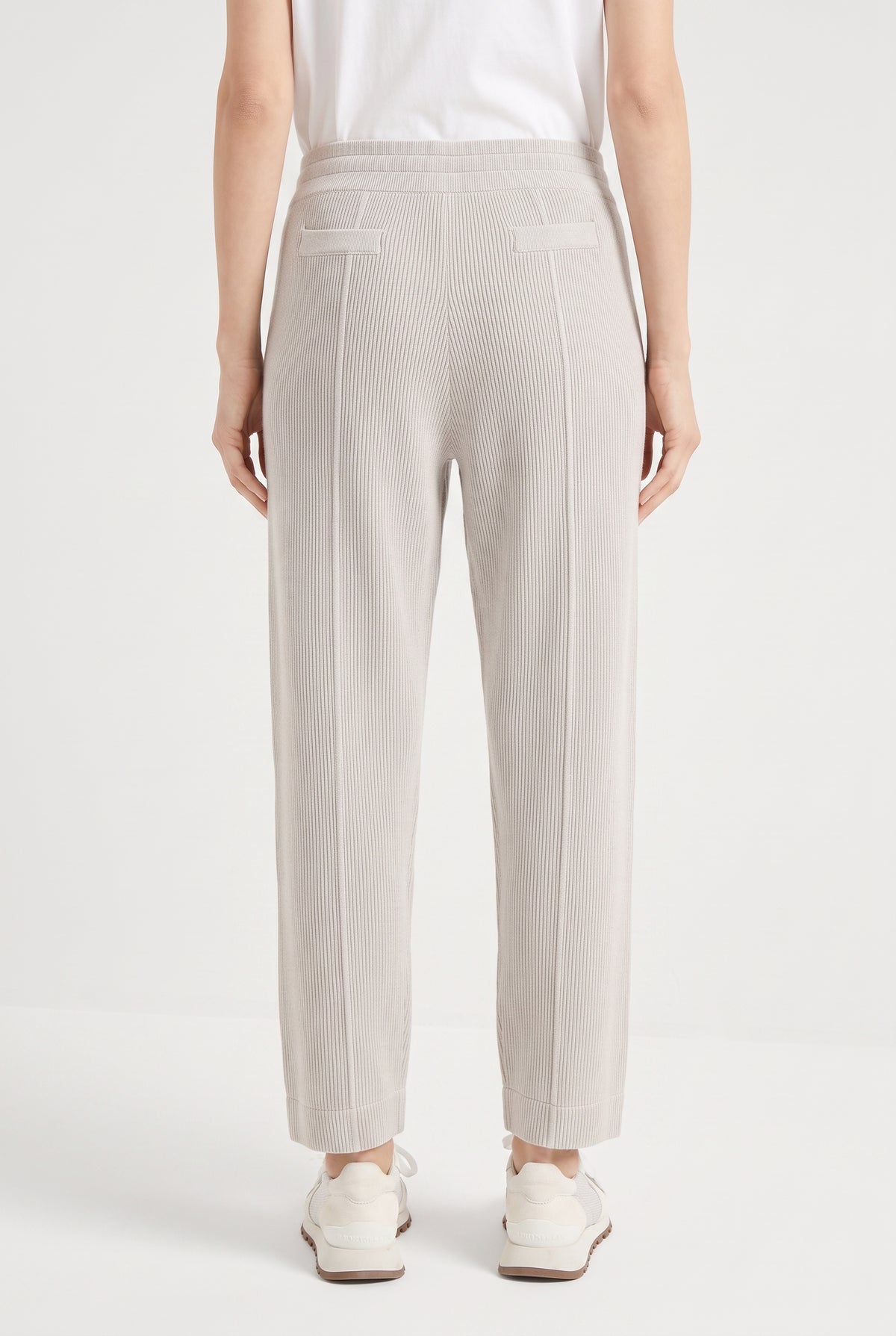 BRUNELLO CUCINELLI WOMEN'S LIGHT GREY RELAXED TROUSERS