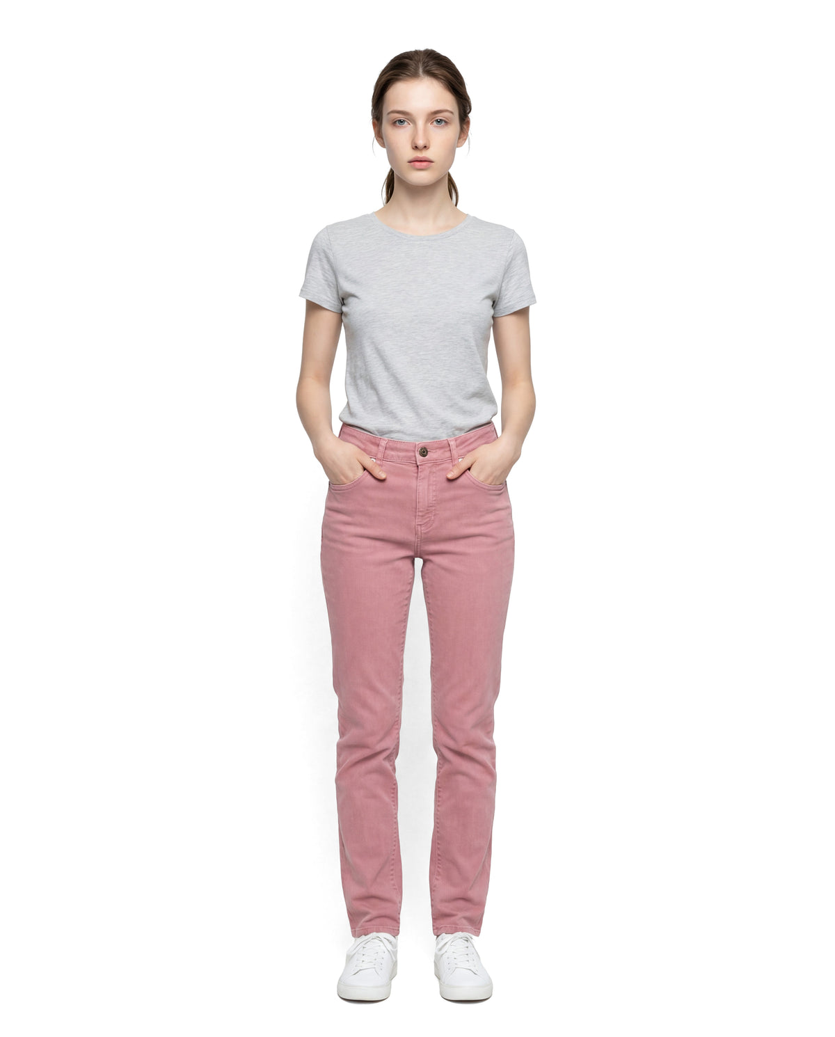 BRUNELLO CUCINELLI WOMEN'S PINK SAND DENIM TROUSERS