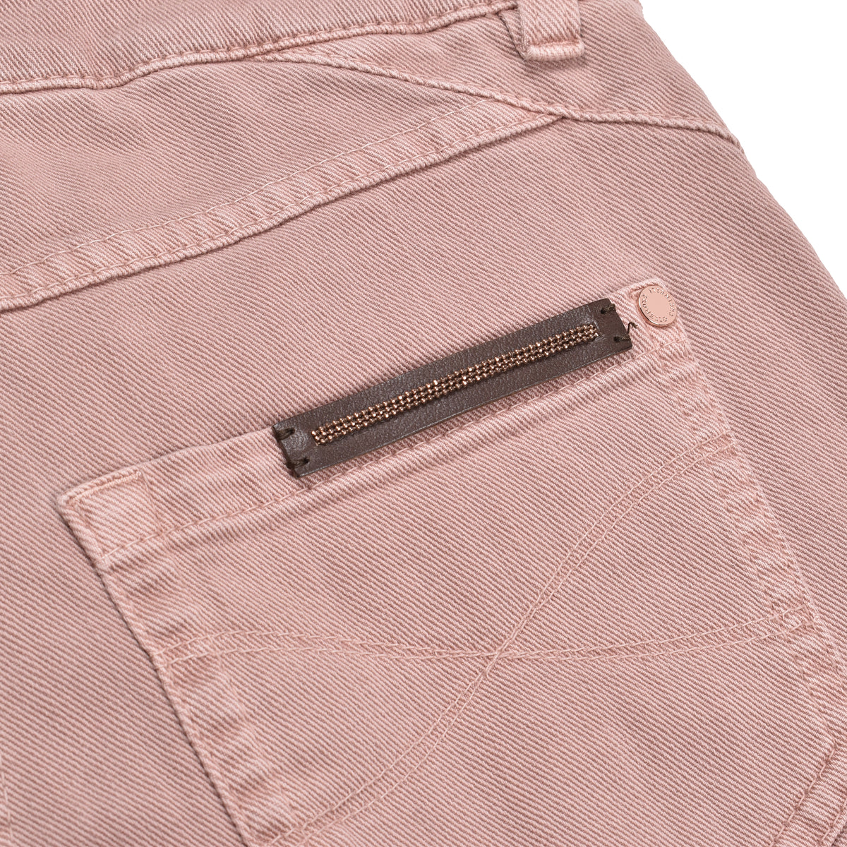 BRUNELLO CUCINELLI WOMEN'S PINK SAND DENIM TROUSERS