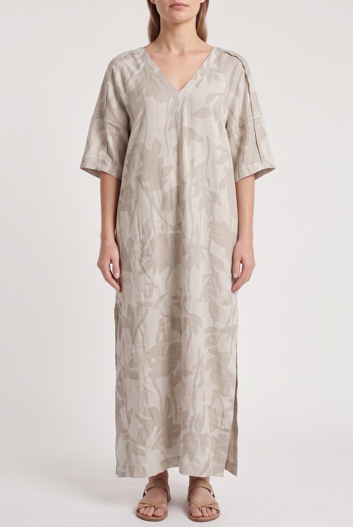 BRUNELLO CUCINELLI WOMEN'S NATURAL LINEN RELAXED DRESS