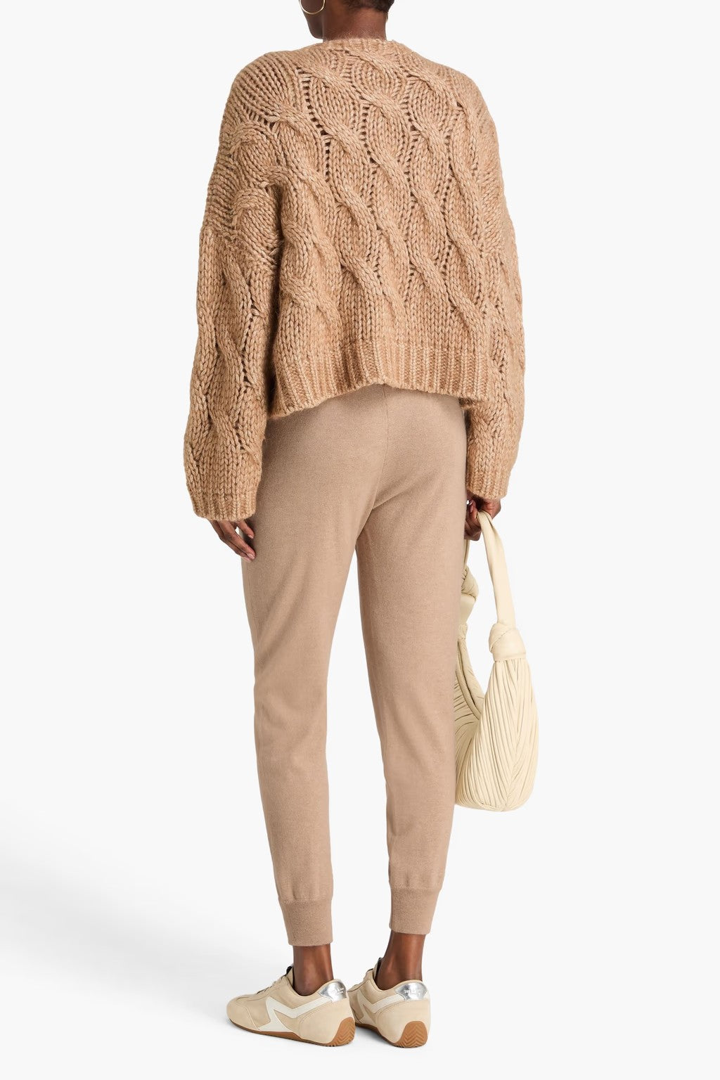 BRUNELLO CUCINELLI WOMEN'S LIGHT BROWN WOOL JOGGER TROUSERS