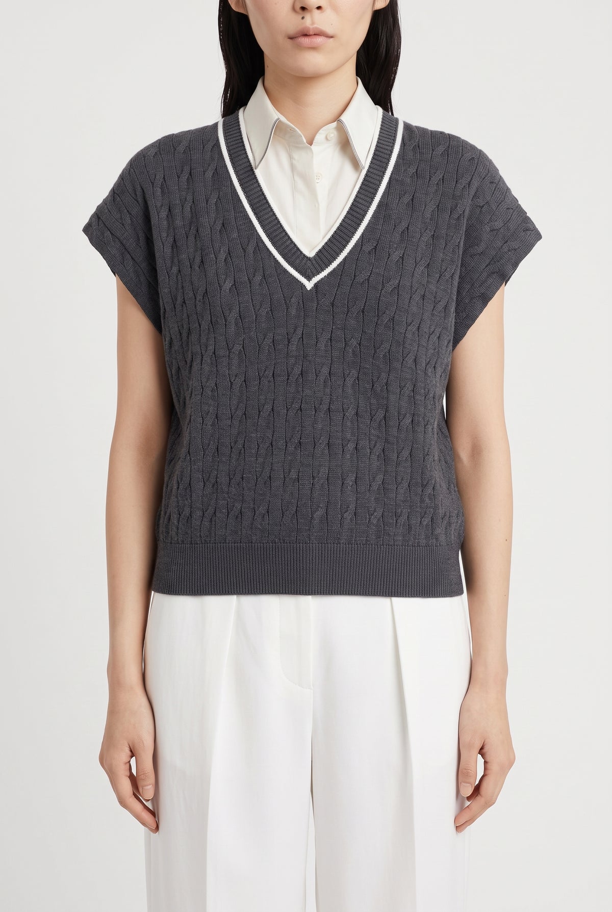 BRUNELLO CUCINELLI WOMEN'S DARK GREY COTTON SWEATER