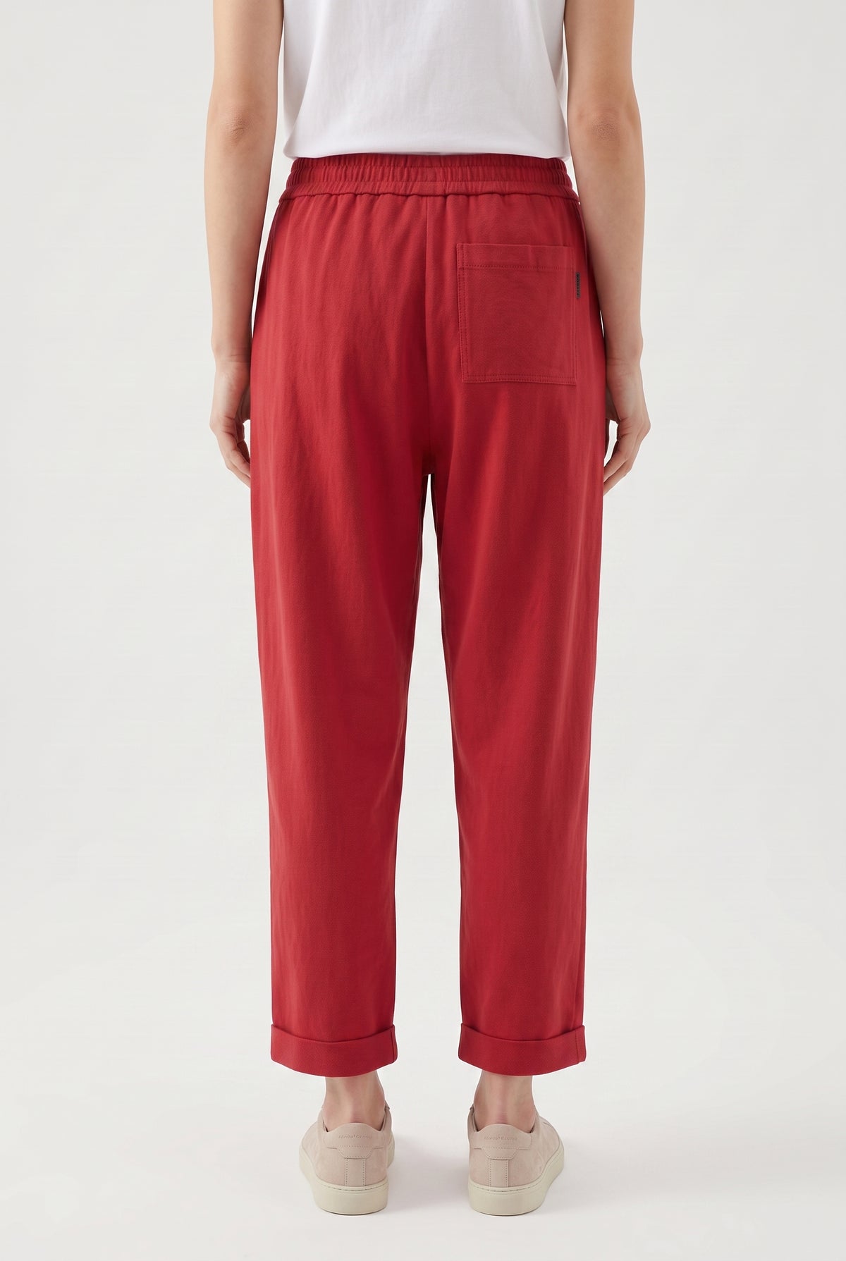 BRUNELLO CUCINELLI WOMEN'S RED RELAXED COTTON TROUSERS