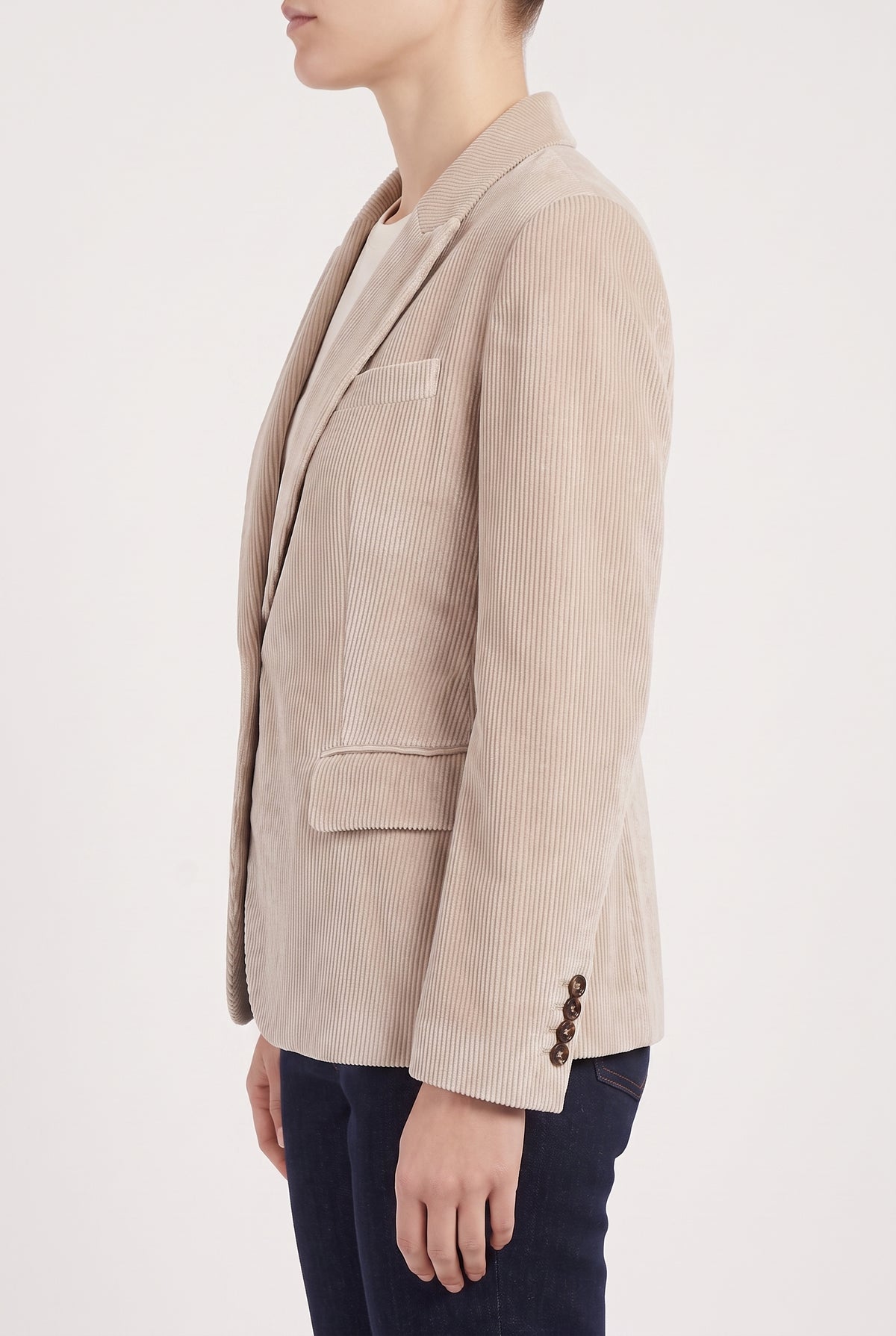 BRUNELLO CUCINELLI WOMEN'S BEIGE CASUAL CORDUROY JACKET