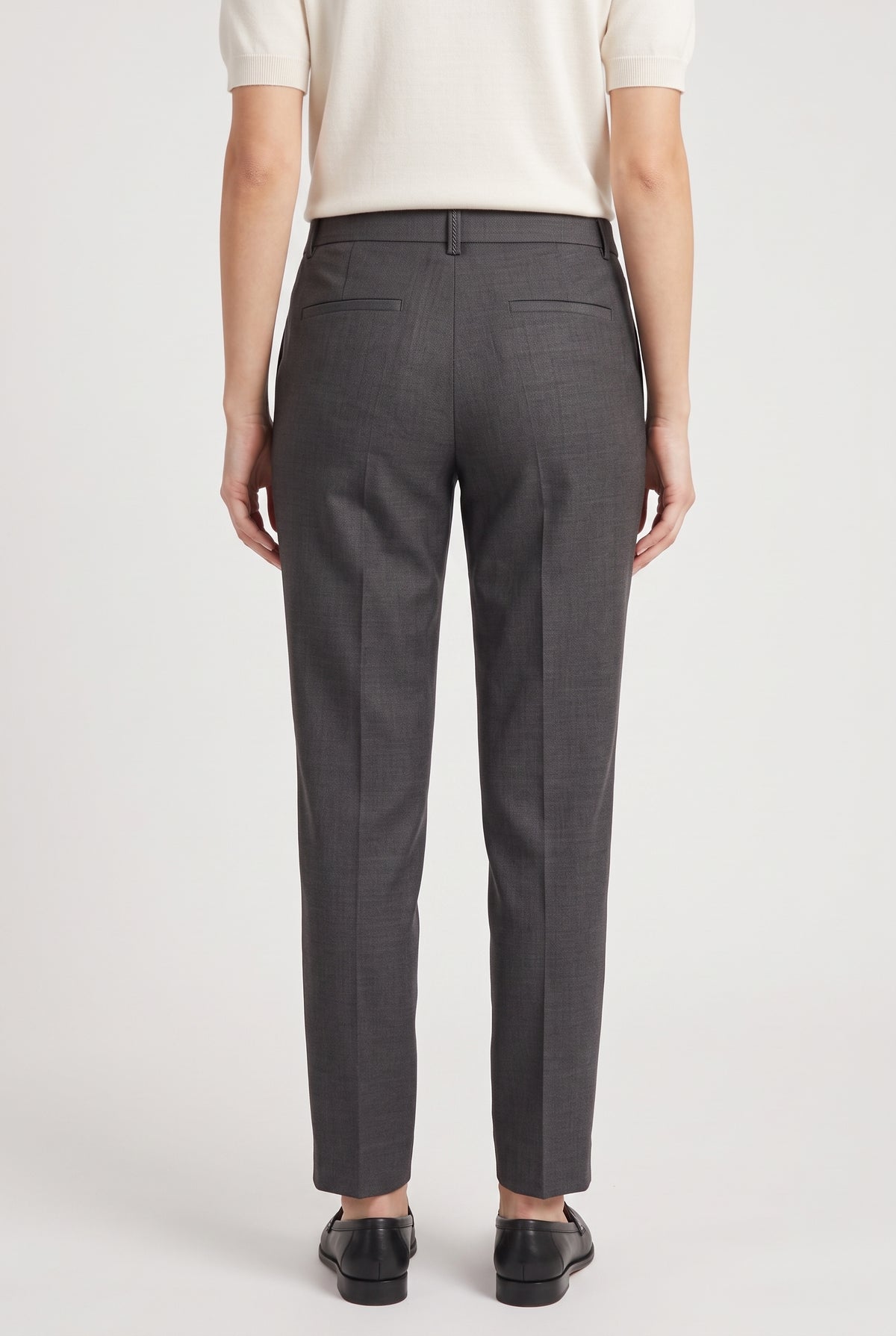 BRUNELLO CUCINELLI WOMEN'S DARK GREY LINEN BLEND TROUSERS