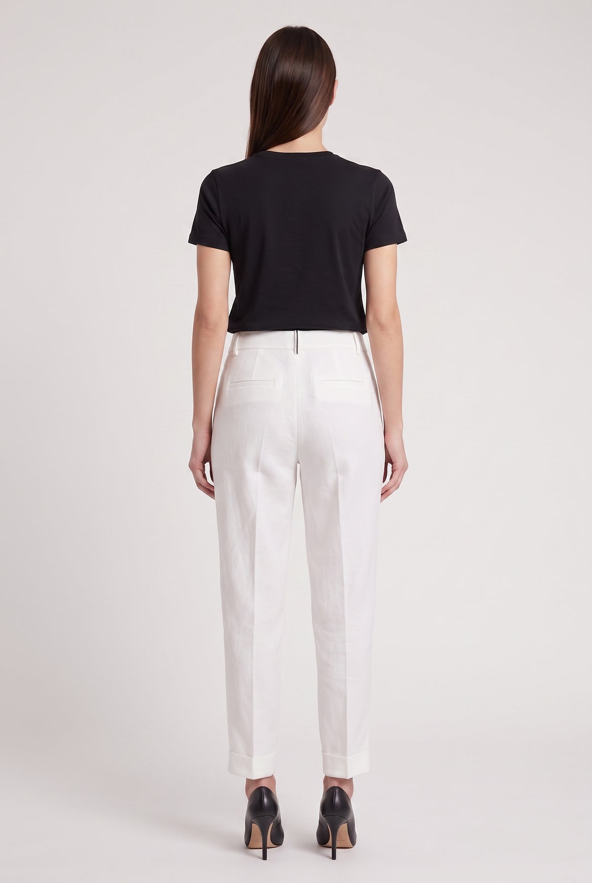 BRUNELLO CUCINELLI WOMEN'S WHITE LINEN BLEND TROUSERS