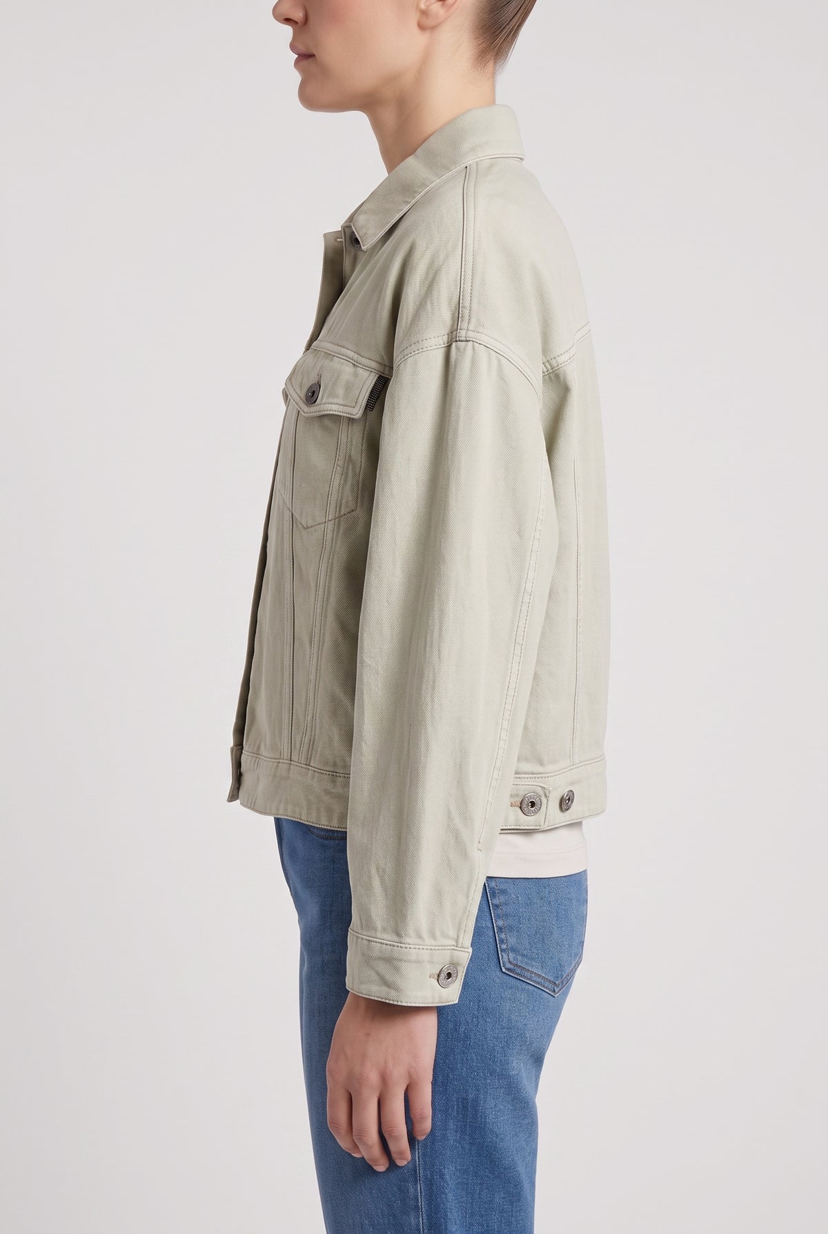 BRUNELLO CUCINELLI WOMEN'S LIGHT GREEN LINEN JACKET
