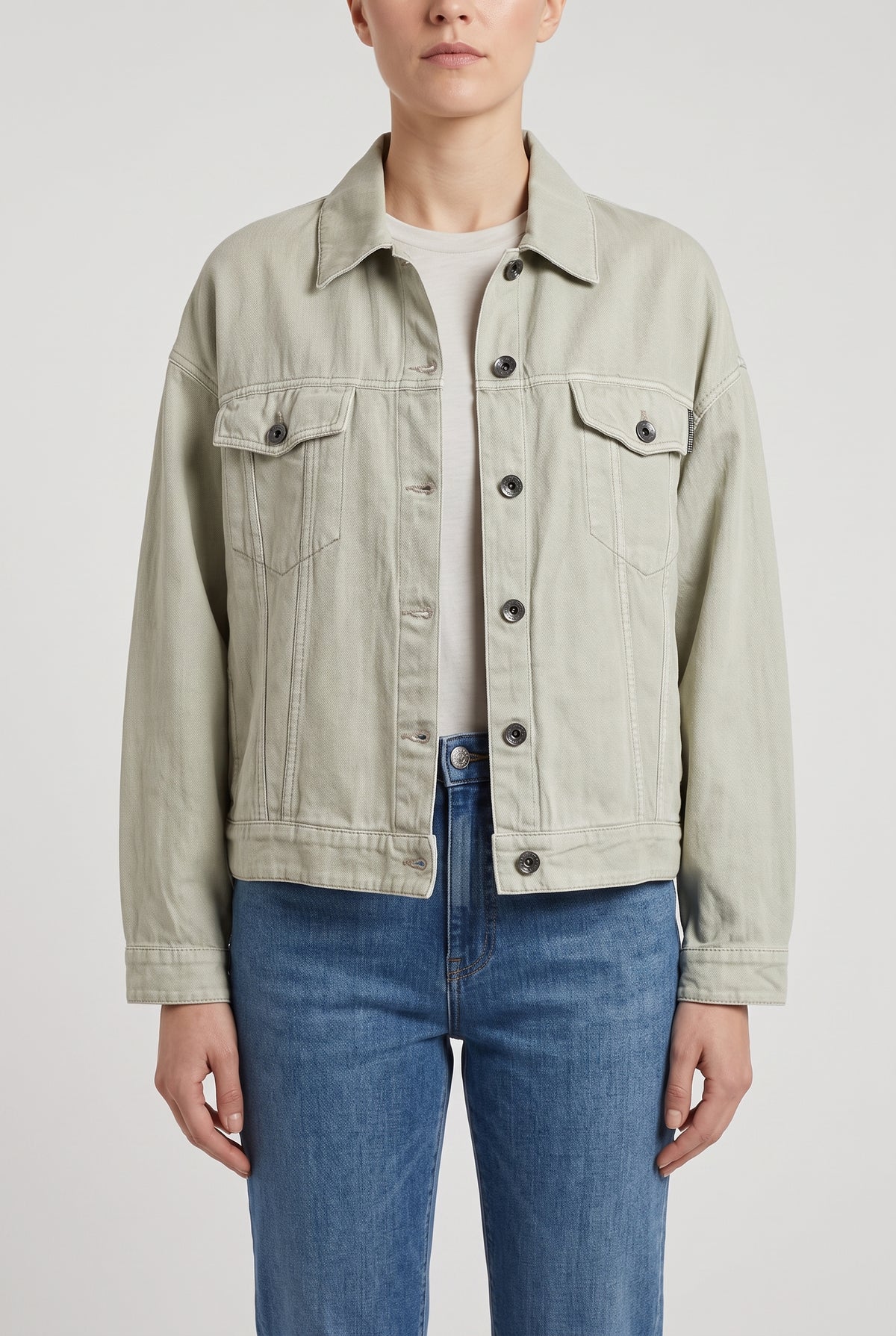 BRUNELLO CUCINELLI WOMEN'S LIGHT GREEN LINEN JACKET