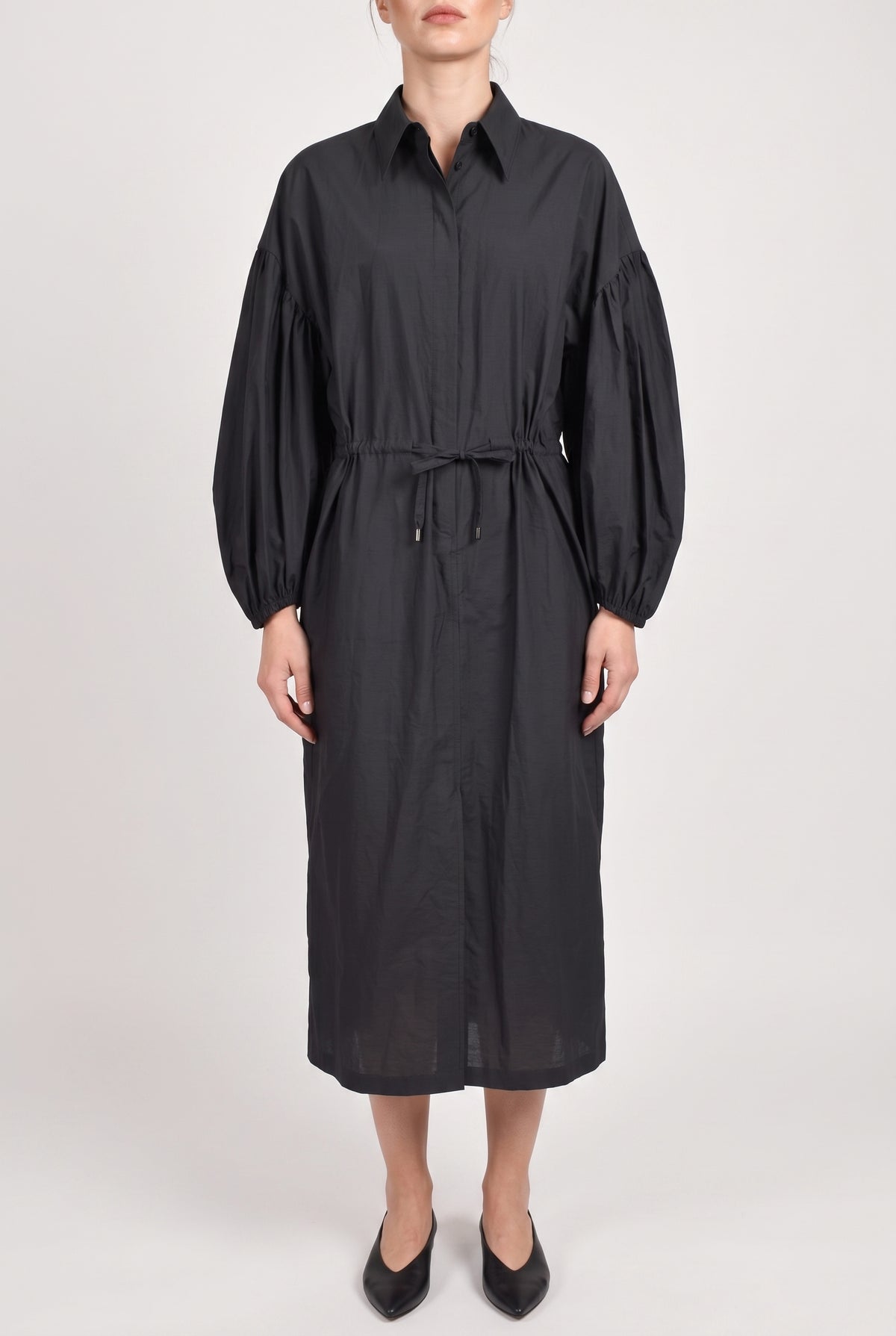BRUNELLO CUCINELLI WOMEN'S DARK GREY COTTON SHIRT DRESS