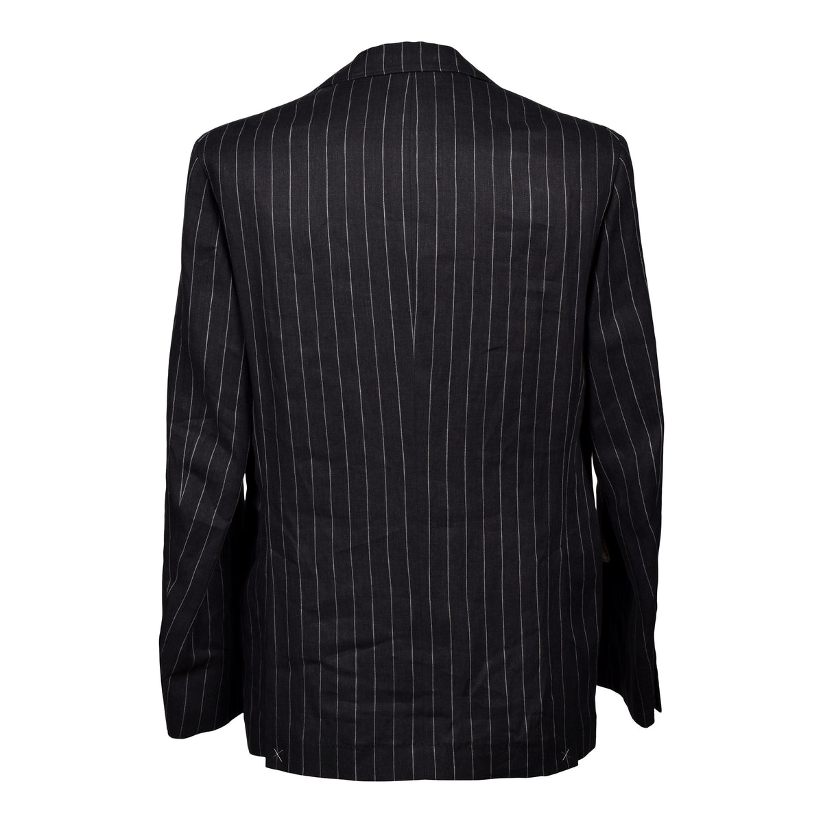 BRUNELLO CUCINELLI MEN'S BLACK LINEN PINSTRIPE BLAZER