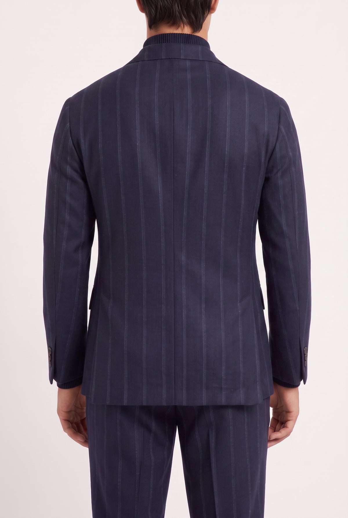 BRUNELLO CUCINELLI MEN'S NAVY WOOL TAILORED BLAZER