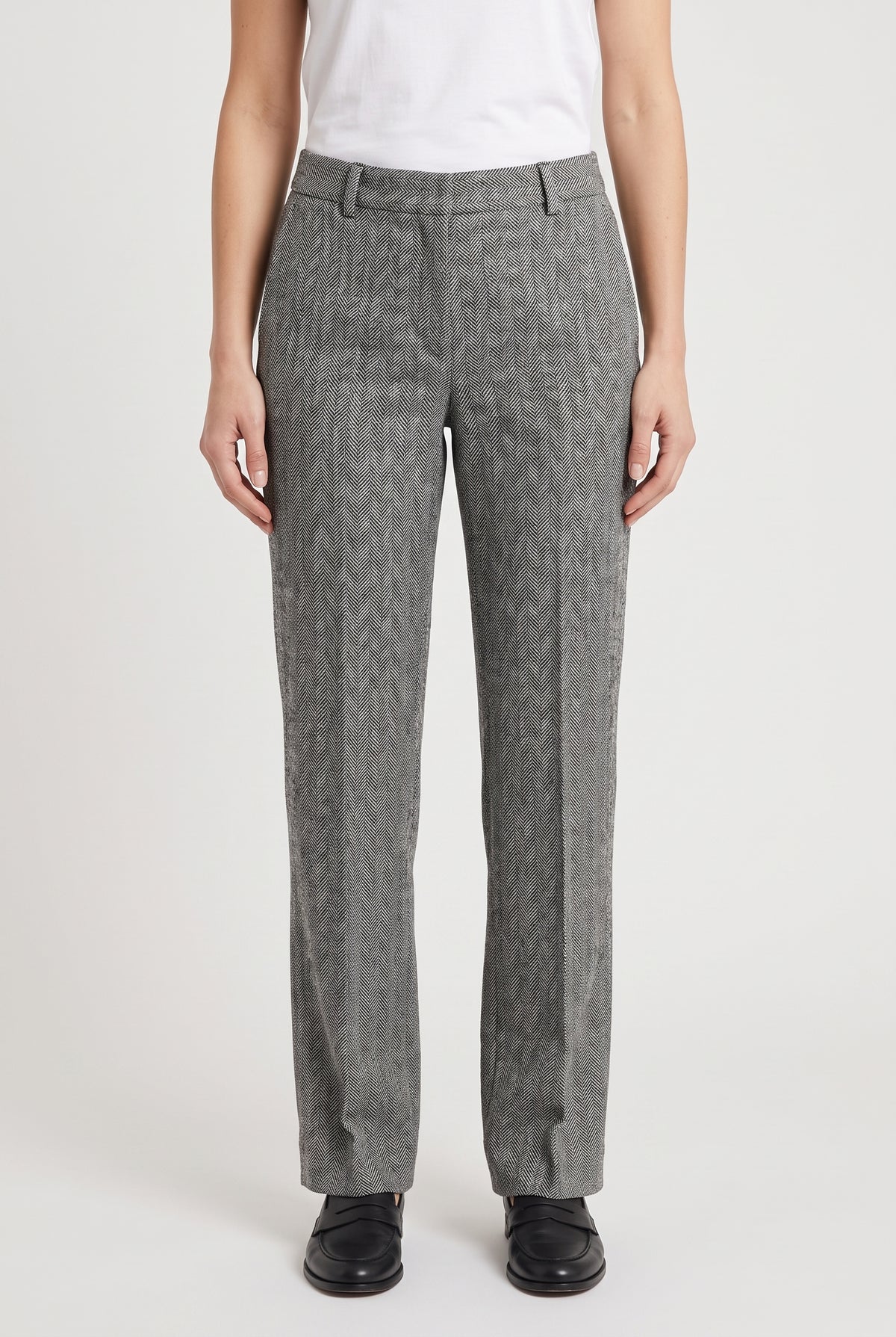 BRUNELLO CUCINELLI WOMEN'S BLACK WHITE LINEN TROUSERS
