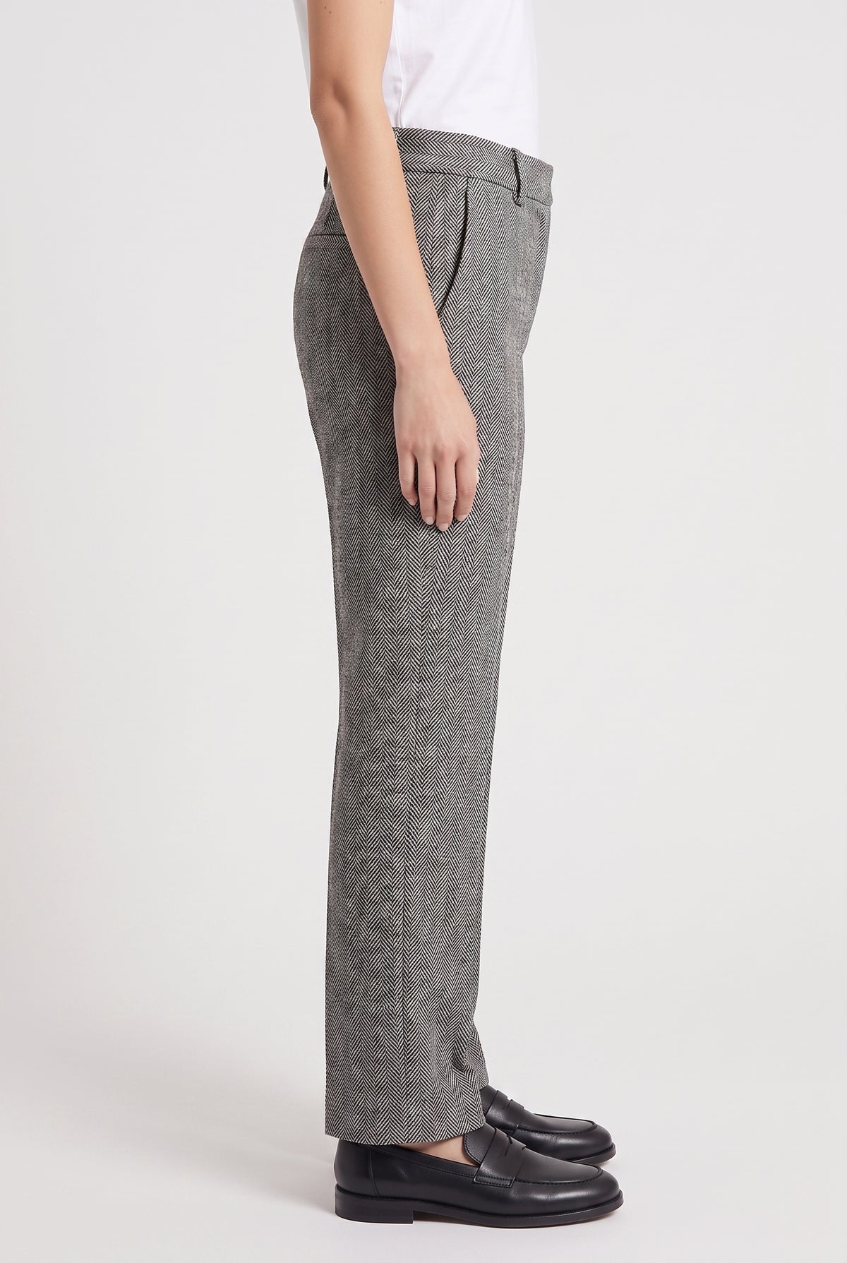 BRUNELLO CUCINELLI WOMEN'S BLACK WHITE LINEN TROUSERS