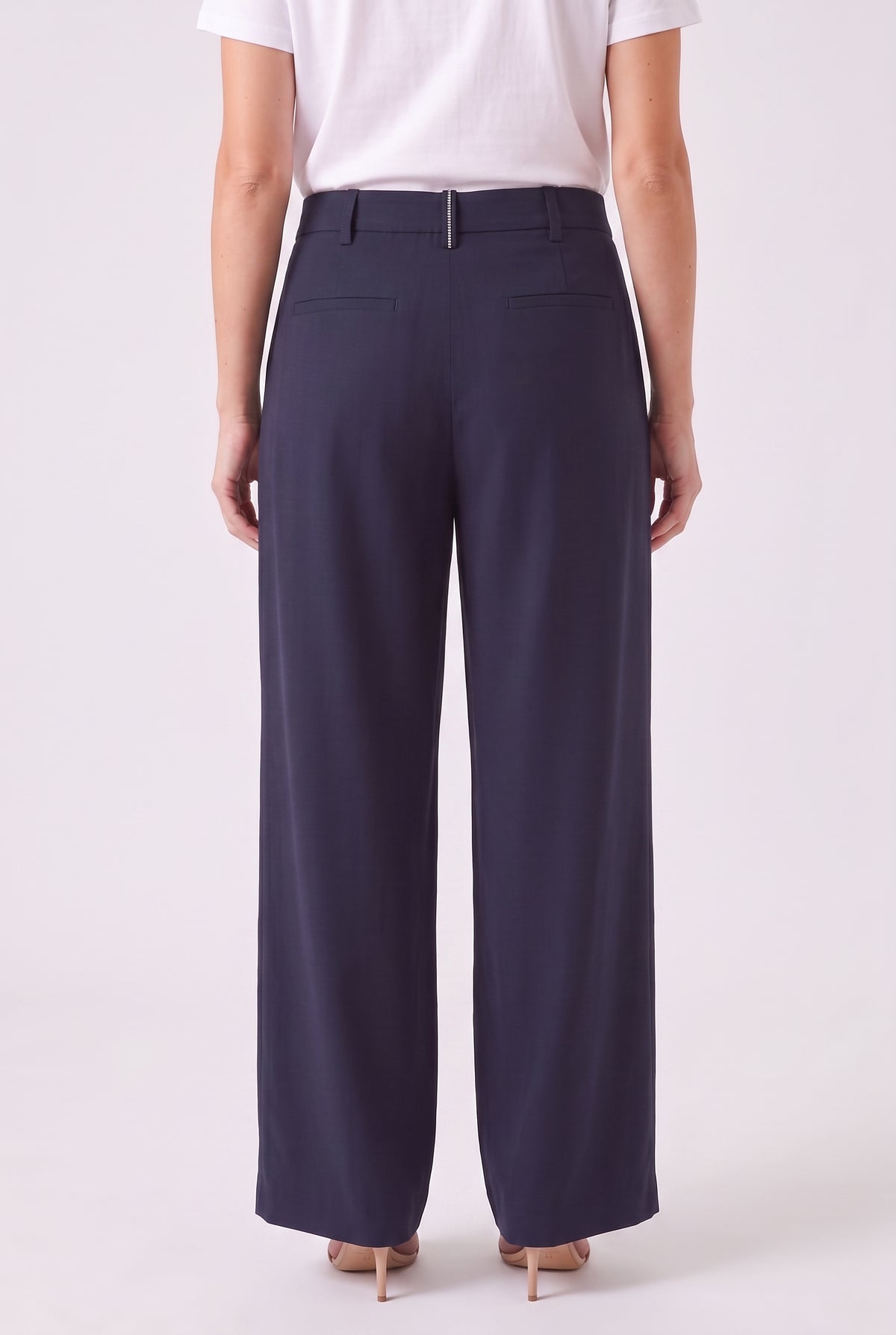 BRUNELLO CUCINELLI WOMEN'S NAVY COTTON WIDE TROUSERS