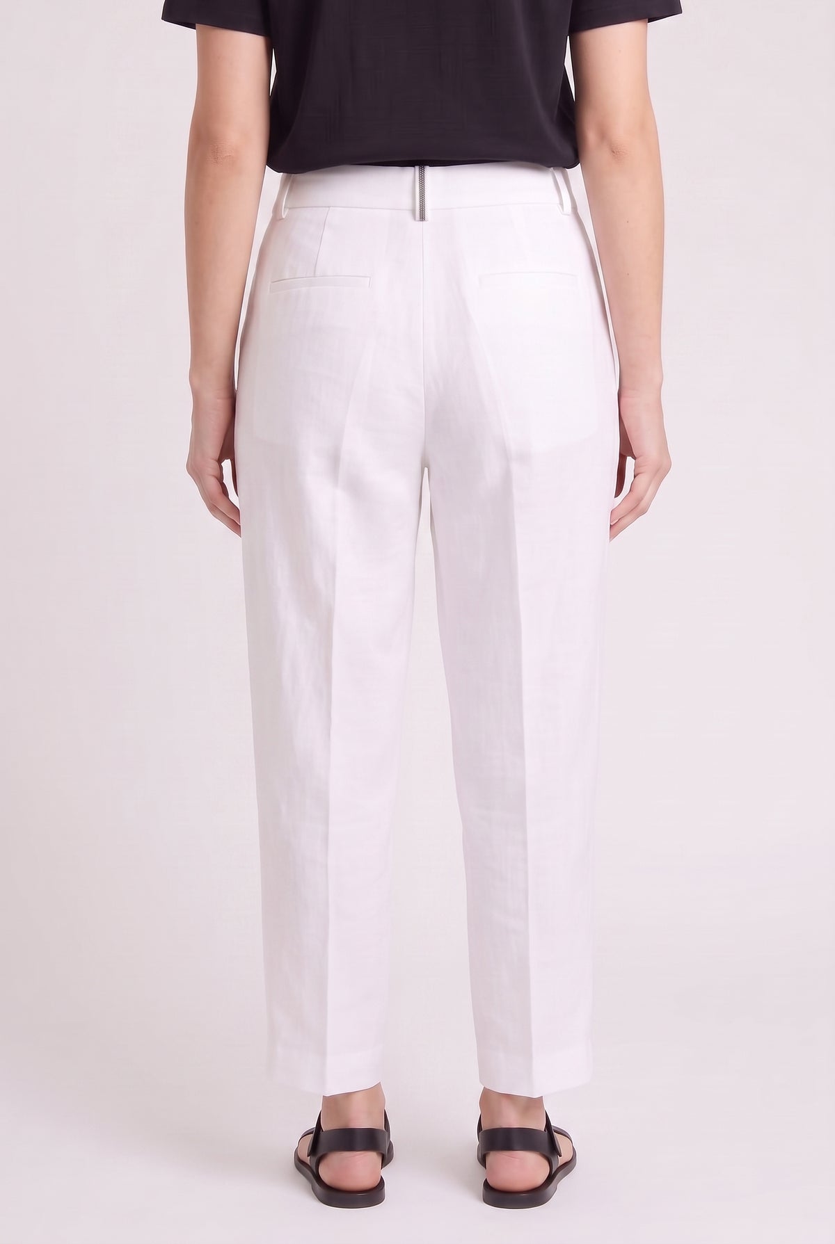 BRUNELLO CUCINELLI WOMEN'S WHITE LINEN BLEND TROUSERS NWT
