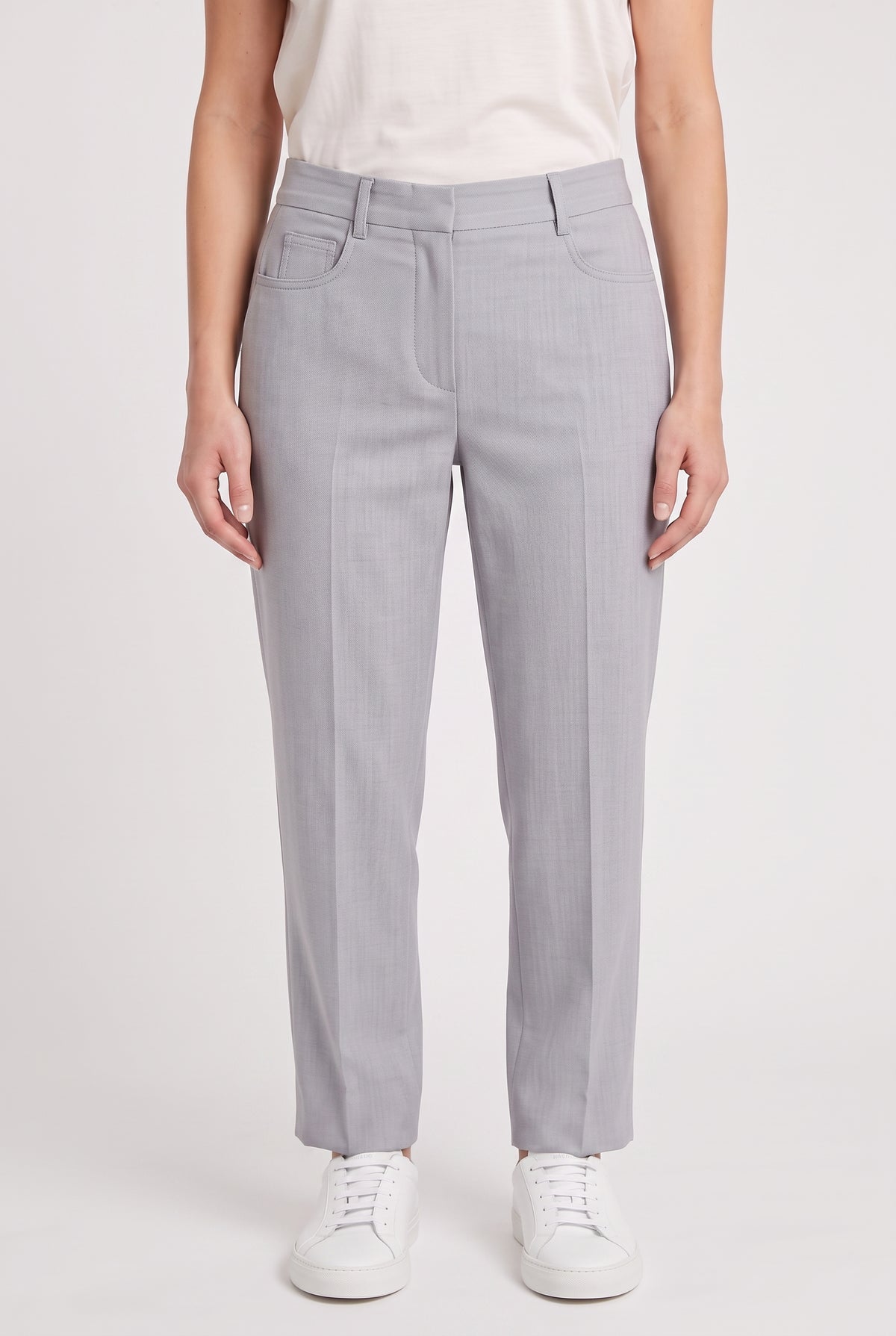 BRUNELLO CUCINELLI WOMEN'S LIGHT GREY LINEN BLEND TROUSERS NWT