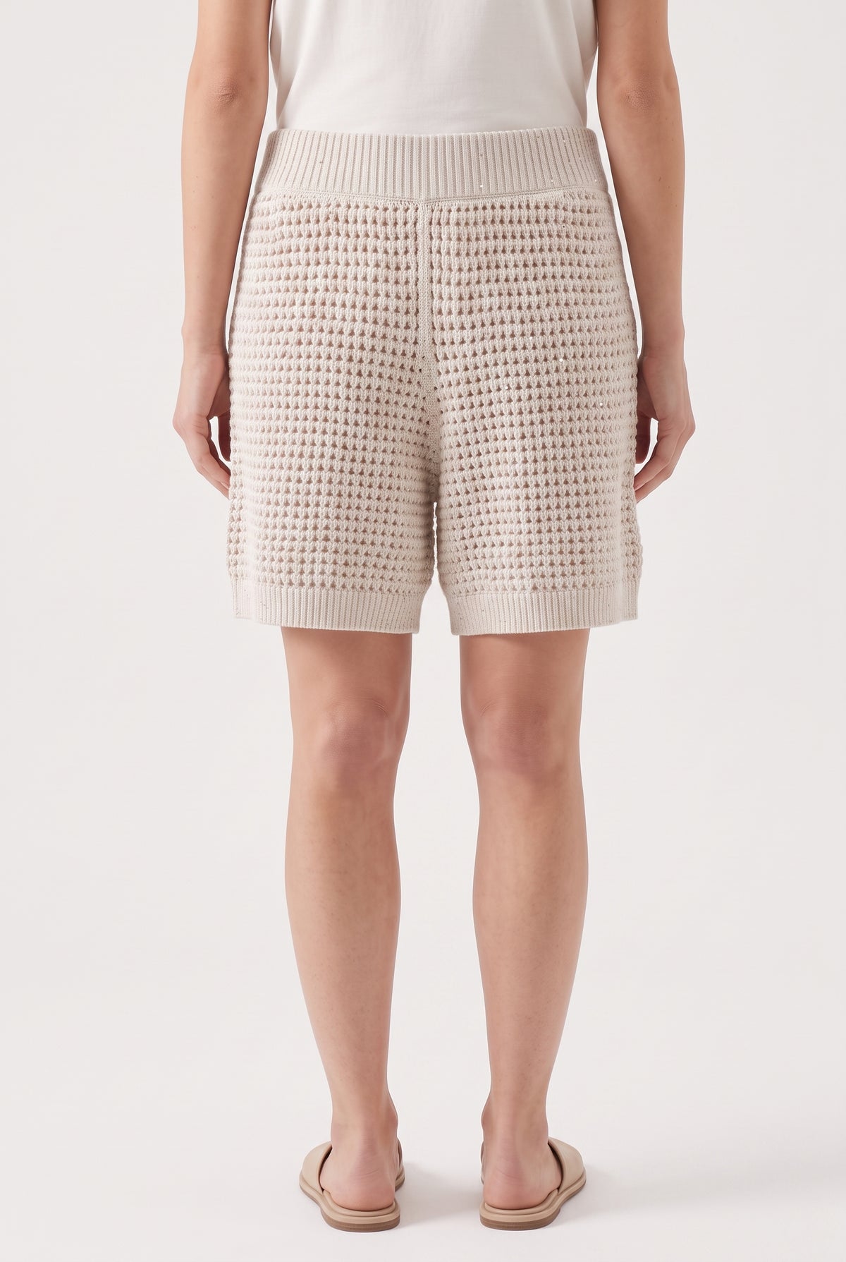 BRUNELLO CUCINELLI WOMEN'S OFF WHITE KNIT SHORTS