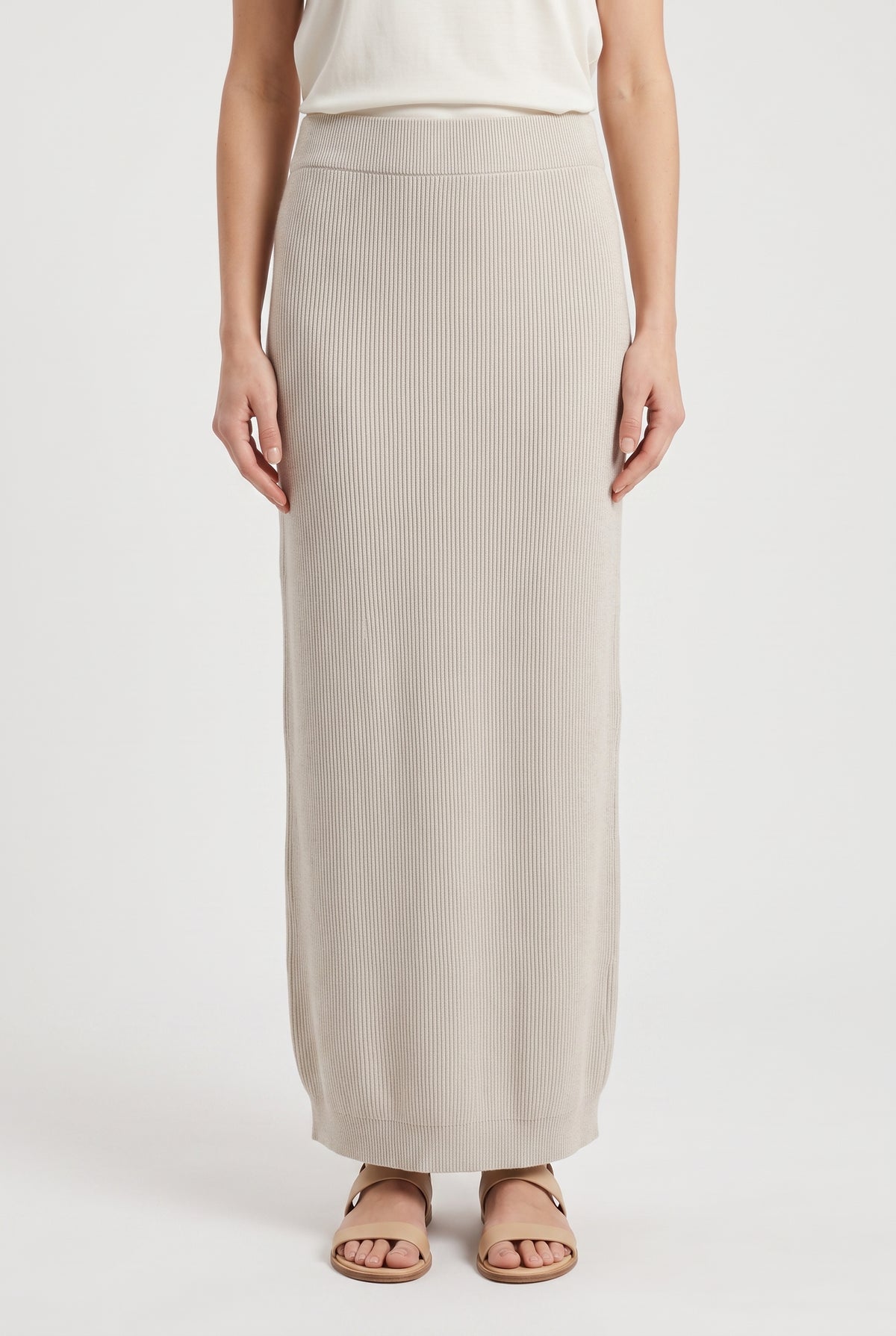 BRUNELLO CUCINELLI WOMEN'S BEIGE COTTON KNIT SKIRT