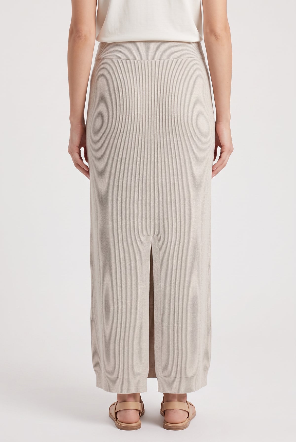 BRUNELLO CUCINELLI WOMEN'S BEIGE COTTON KNIT SKIRT