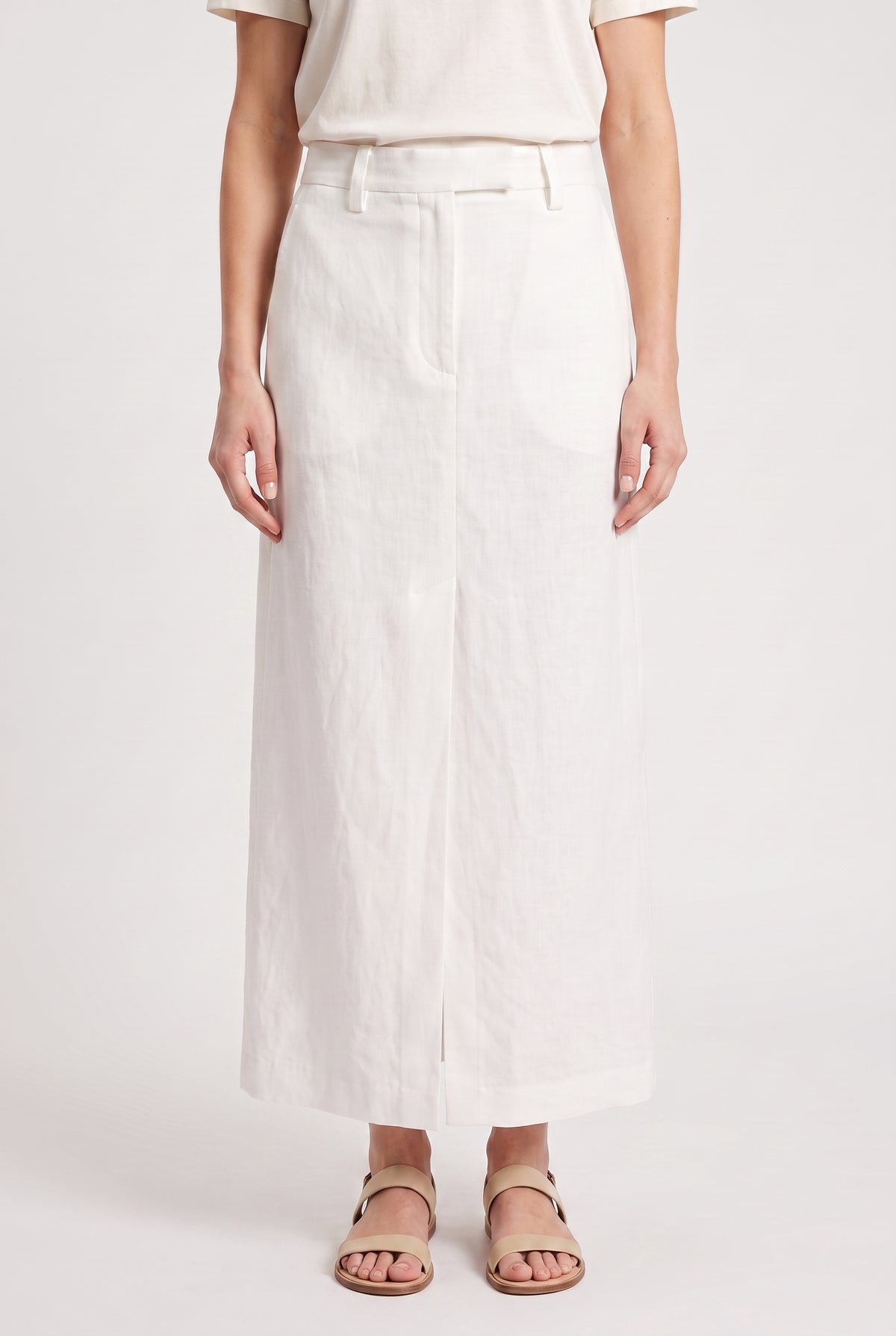 BRUNELLO CUCINELLI WOMEN'S OFF WHITE LINEN SKIRT