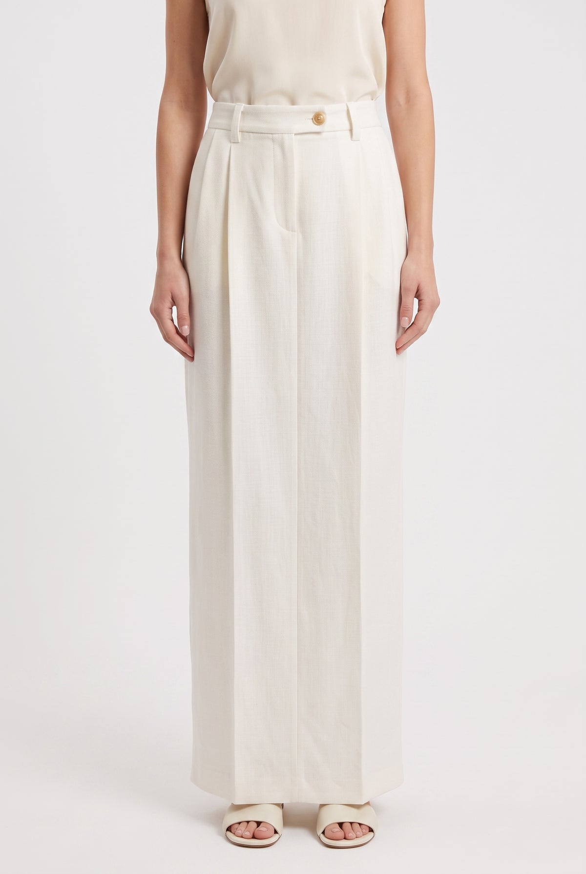 BRUNELLO CUCINELLI WOMEN'S WHITE WOOL MAXI SKIRT