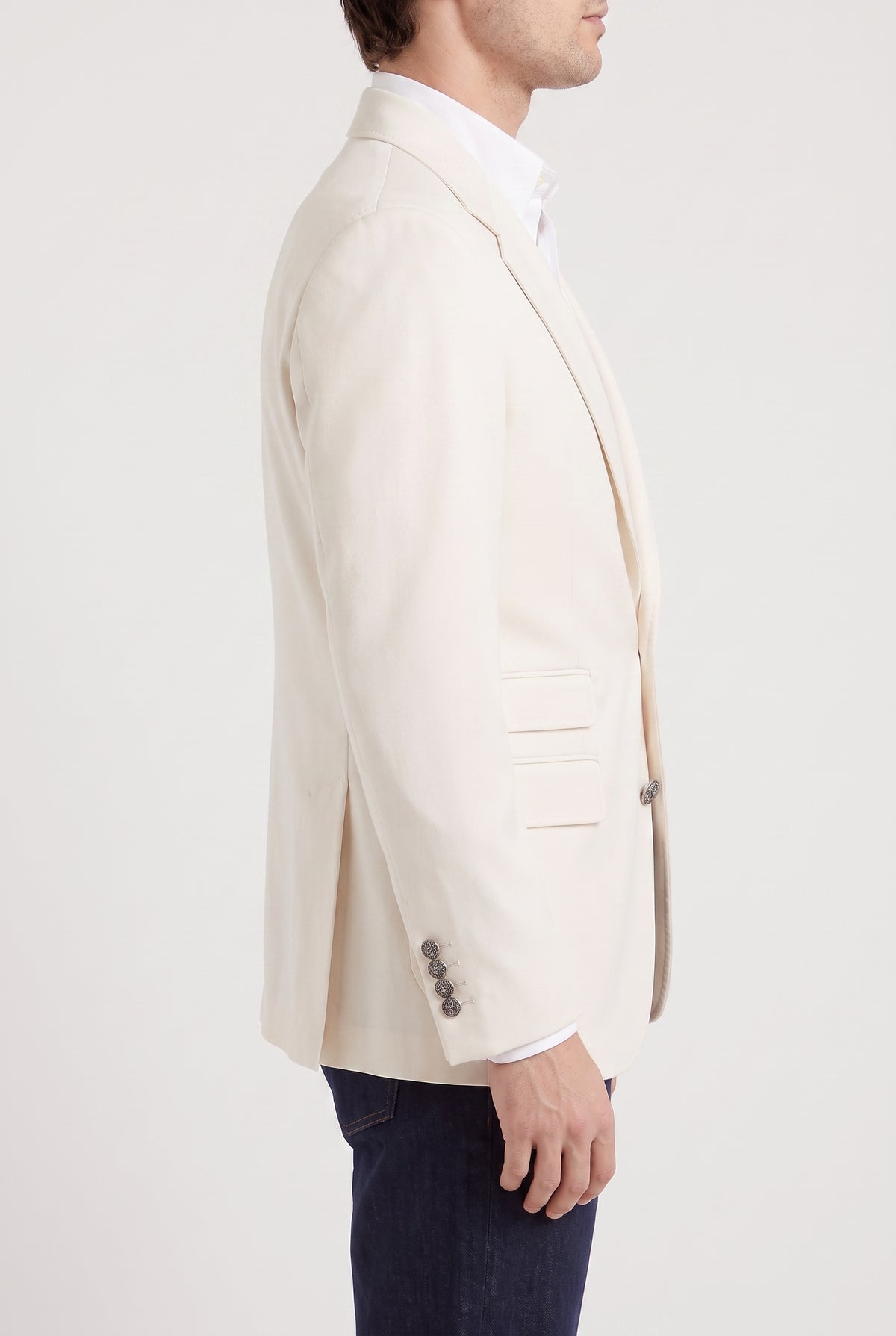 BRUNELLO CUCINELLI MEN'S OFF WHITE WOOL COTTON BLAZER