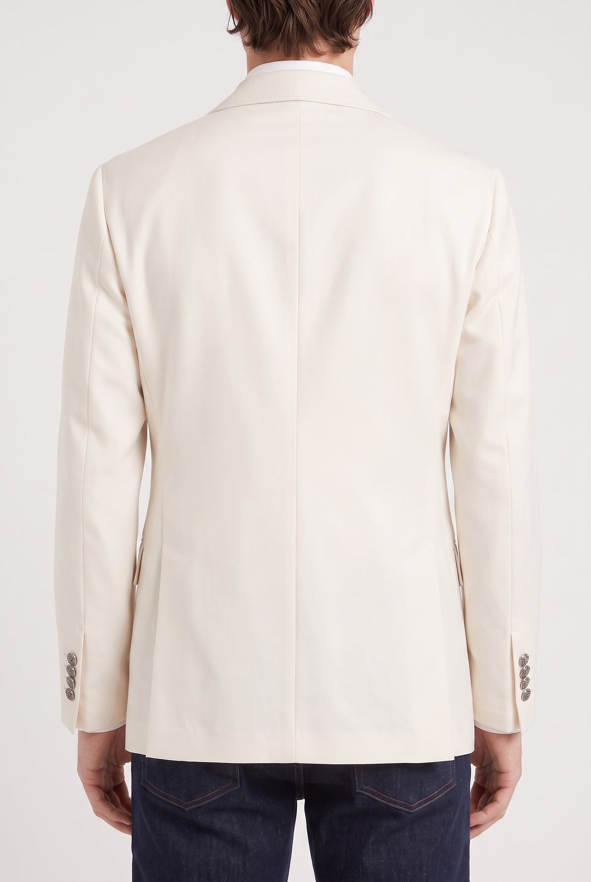 BRUNELLO CUCINELLI MEN'S OFF WHITE WOOL COTTON BLAZER