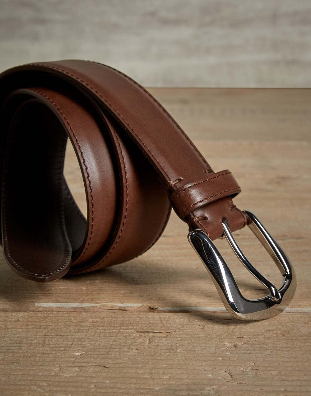 BRUNELLO CUCINELLI MEN'S BROWN LEATHER BELT