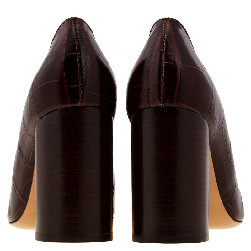 FERRAGAMO WOMEN'S BROWN CALF PRINT SHOES