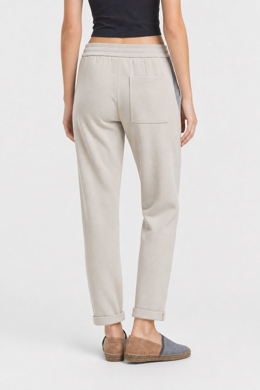 BRUNELLO CUCINELLI WOMEN'S LIGHT BEIGE COTTON TROUSERS