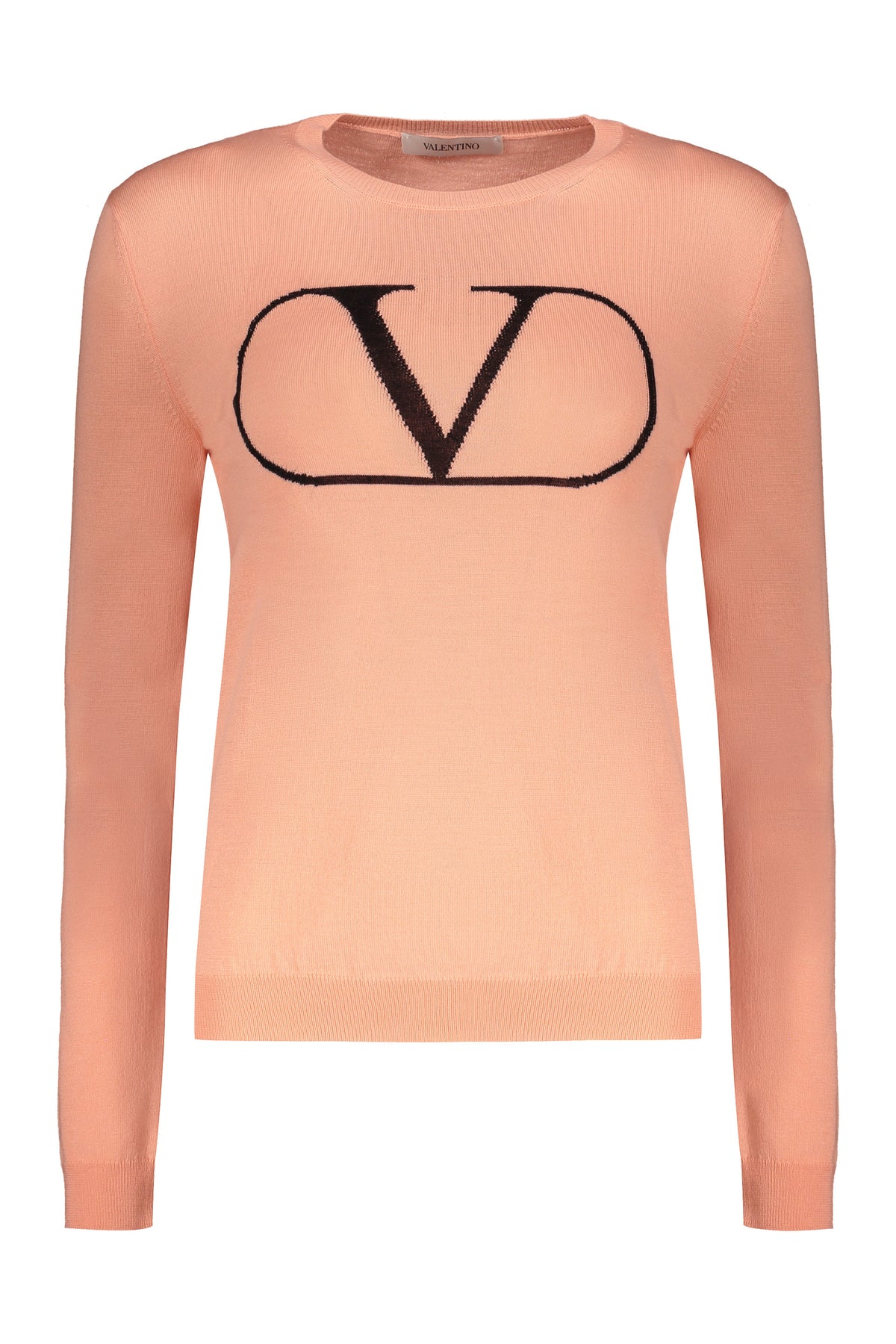 VALENTINO WOMEN'S CORAL WOOL CREWNECK SWEATER
