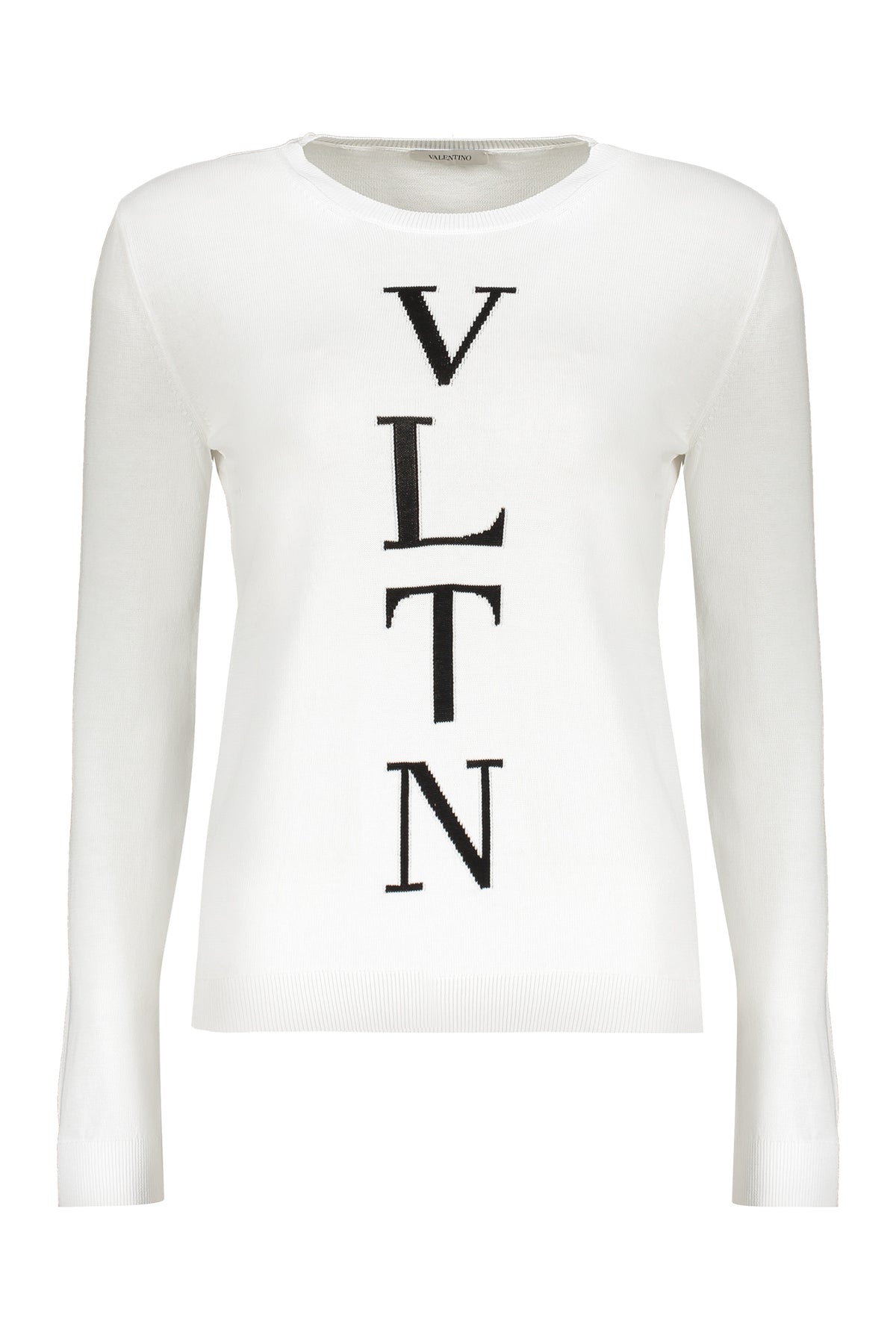 VALENTINO WOMEN'S WHITE COTTON LOGO SWEATER