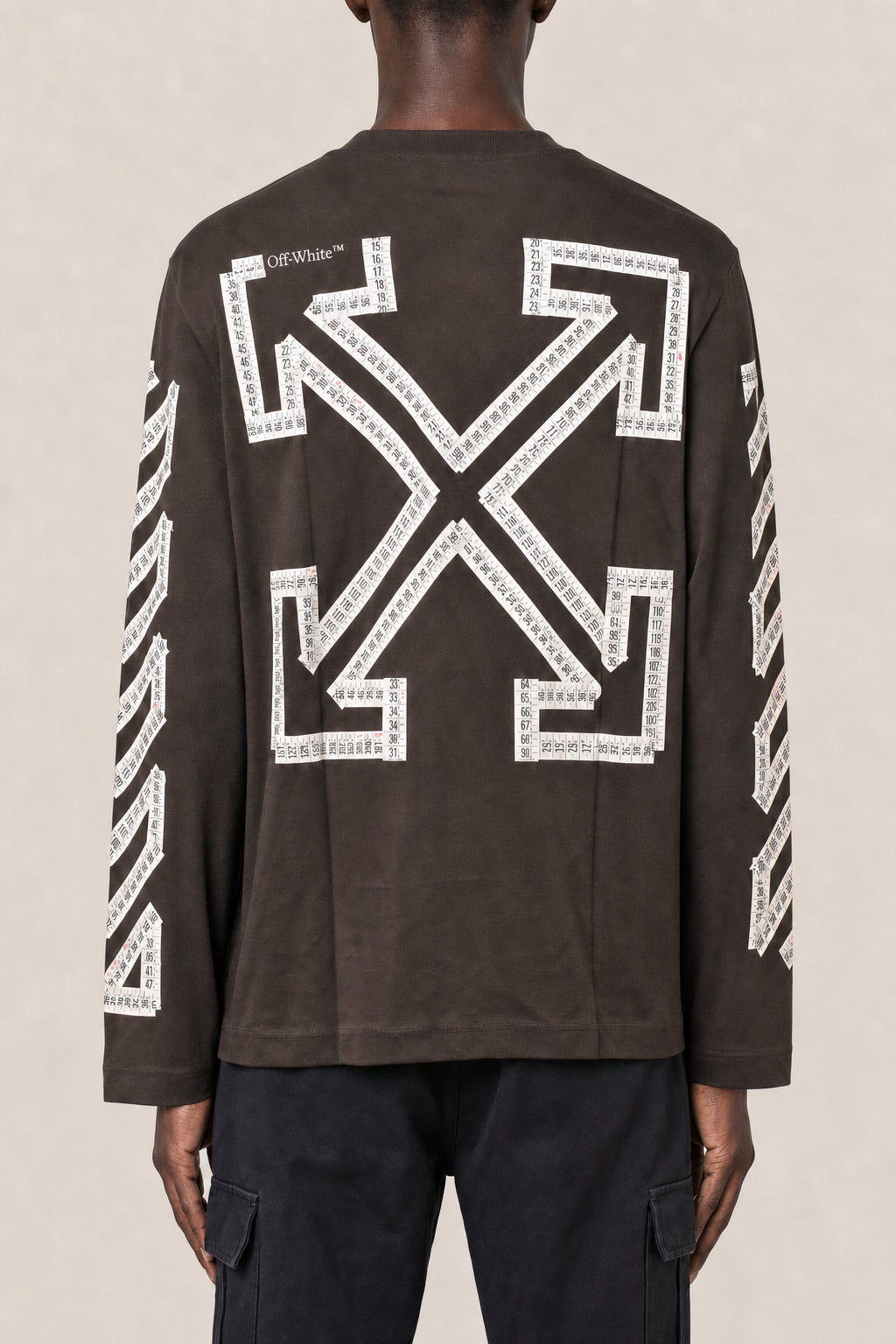 OFF-WHITE MEN'S CHOCOLATE COTTON LONG SLEEVE SHIRT