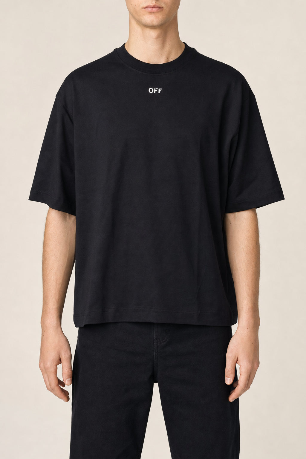 OFF-WHITE MEN'S BLACK COTTON OVERSIZED SHIRT