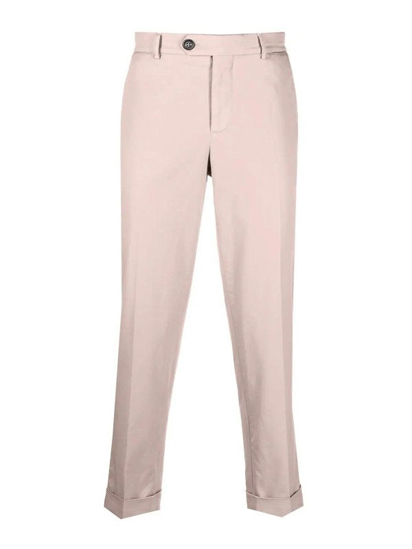 BRUNELLO CUCINELLI MEN'S LIGHT BEIGE TAILORED TROUSERS
