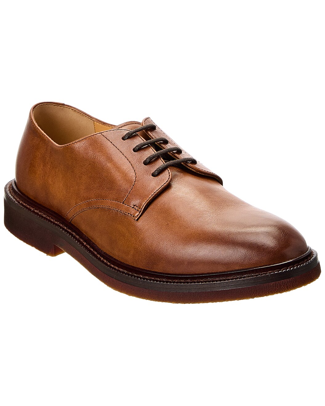 BRUNELLO CUCINELLI MEN'S BARK LEATHER DERBY SHOE