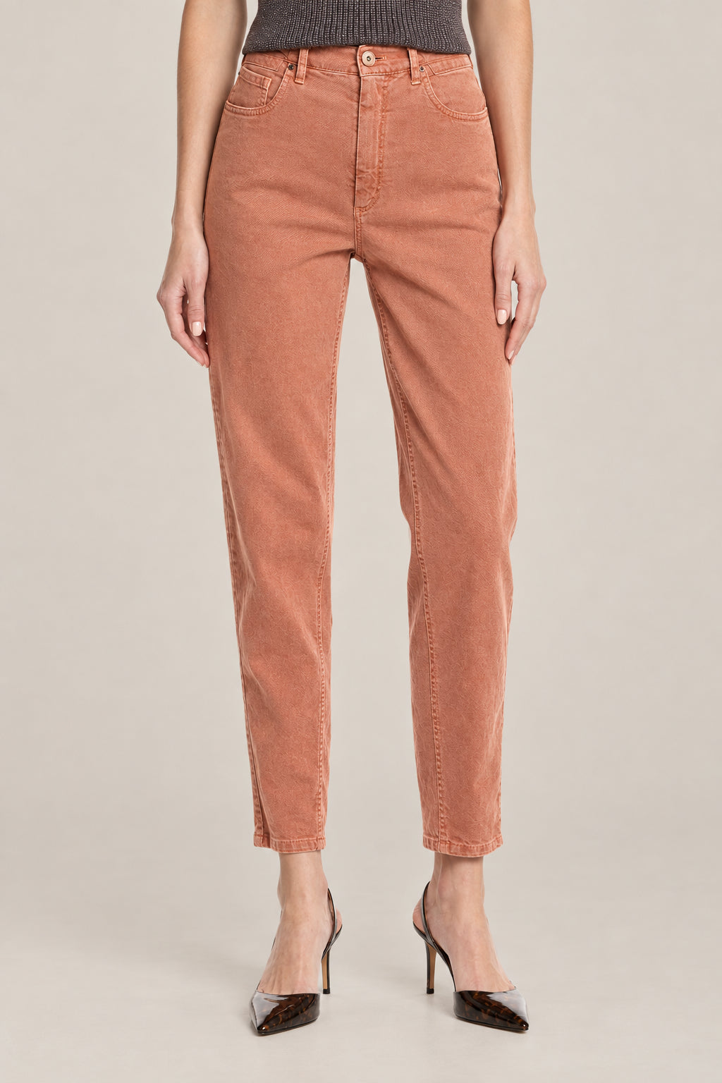 BRUNELLO CUCINELLI WOMEN'S TAWNY ORANGE COTTON TROUSERS