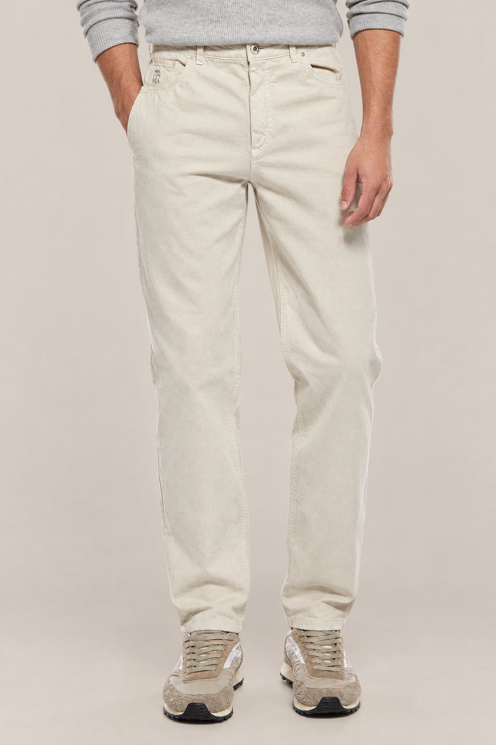 BRUNELLO CUCINELLI MEN'S LINSEED COTTON STRAIGHT TROUSERS