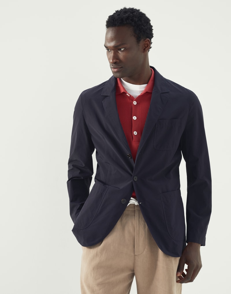 BRUNELLO CUCINELLI MEN'S BLUE LIGHTWEIGHT CASUAL JACKET