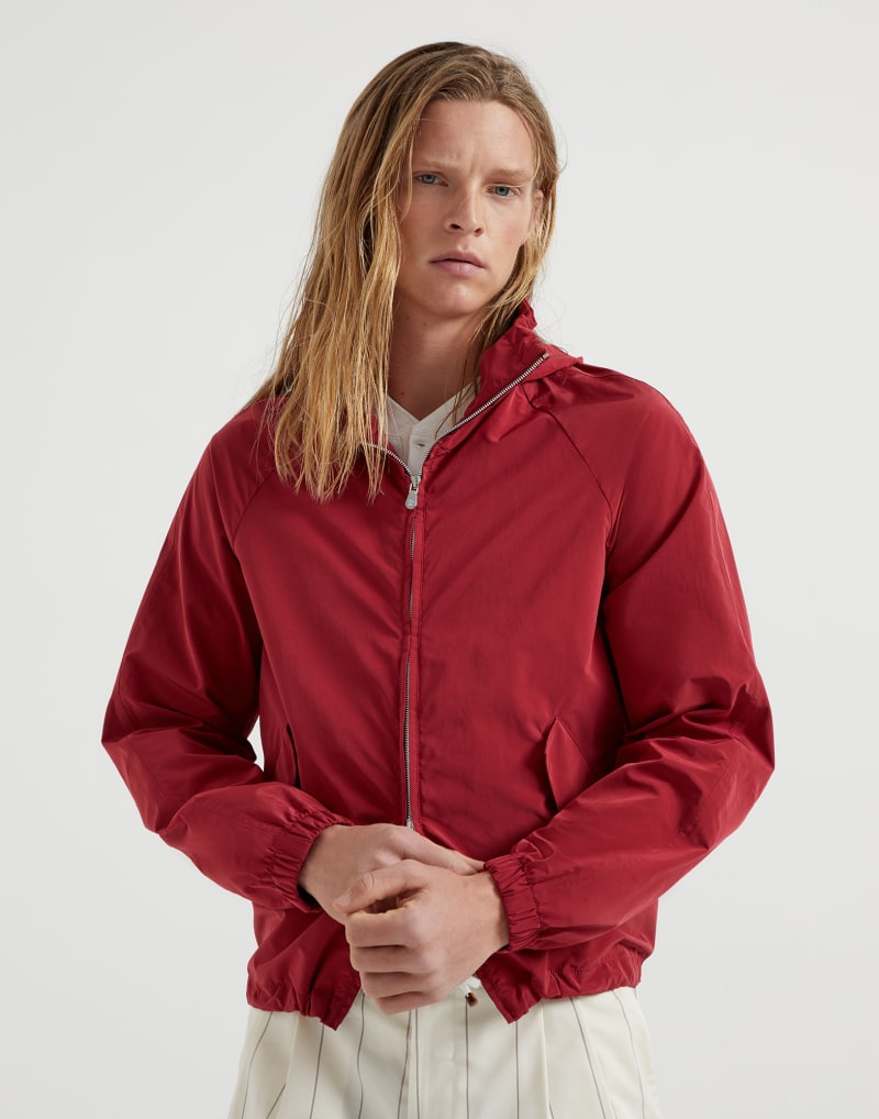 BRUNELLO CUCINELLI MEN'S CHERRY LIGHTWEIGHT ZIP FRONT JACKET