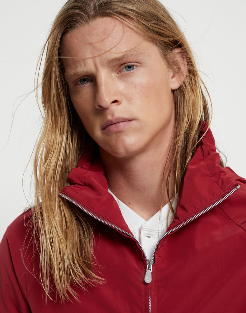 BRUNELLO CUCINELLI MEN'S CHERRY LIGHTWEIGHT ZIP FRONT JACKET