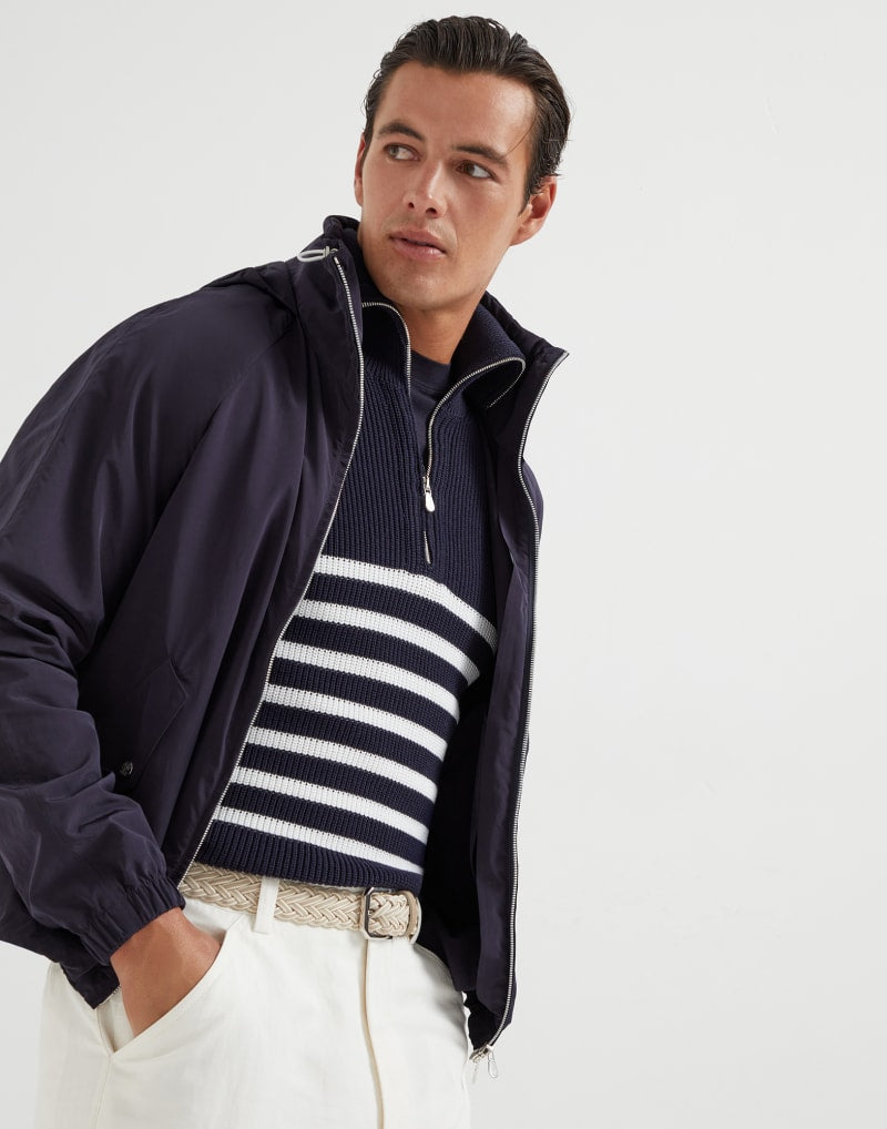 BRUNELLO CUCINELLI MEN'S NAVY LIGHTWEIGHT ZIP FRONT JACKET