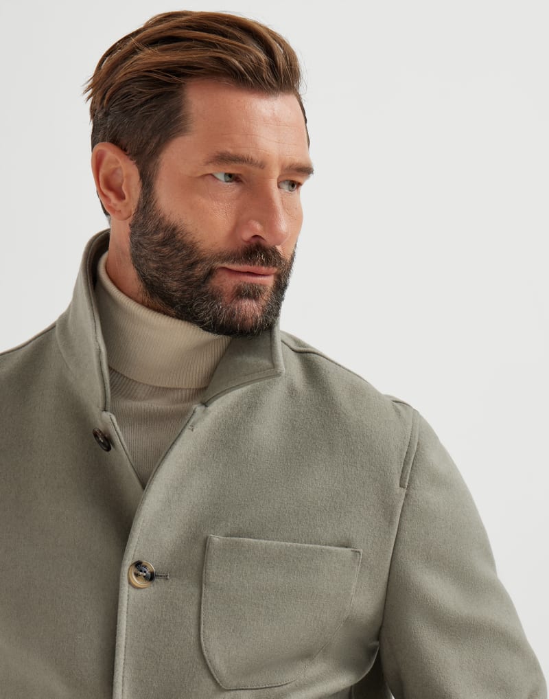 BRUNELLO CUCINELLI MEN'S OLD KAKY WOOL BOMBER JACKET